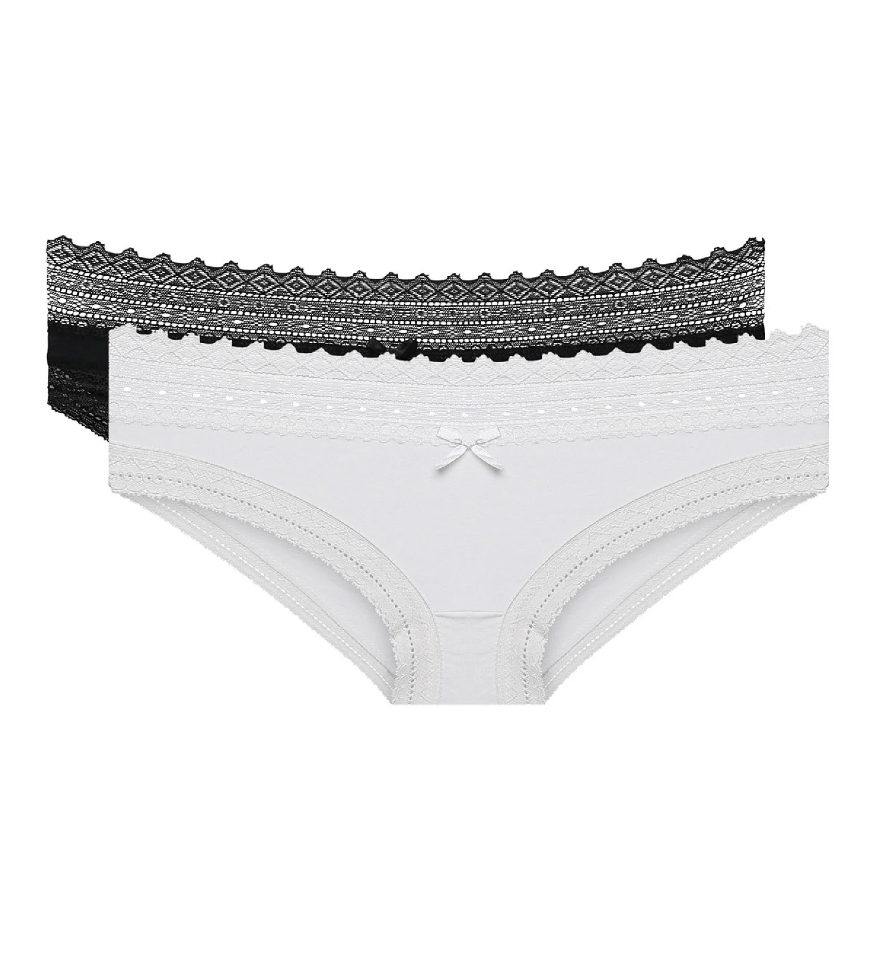Lot de 2 slips noir et blanc Sexy Fashion en coton dentelle - Image 3