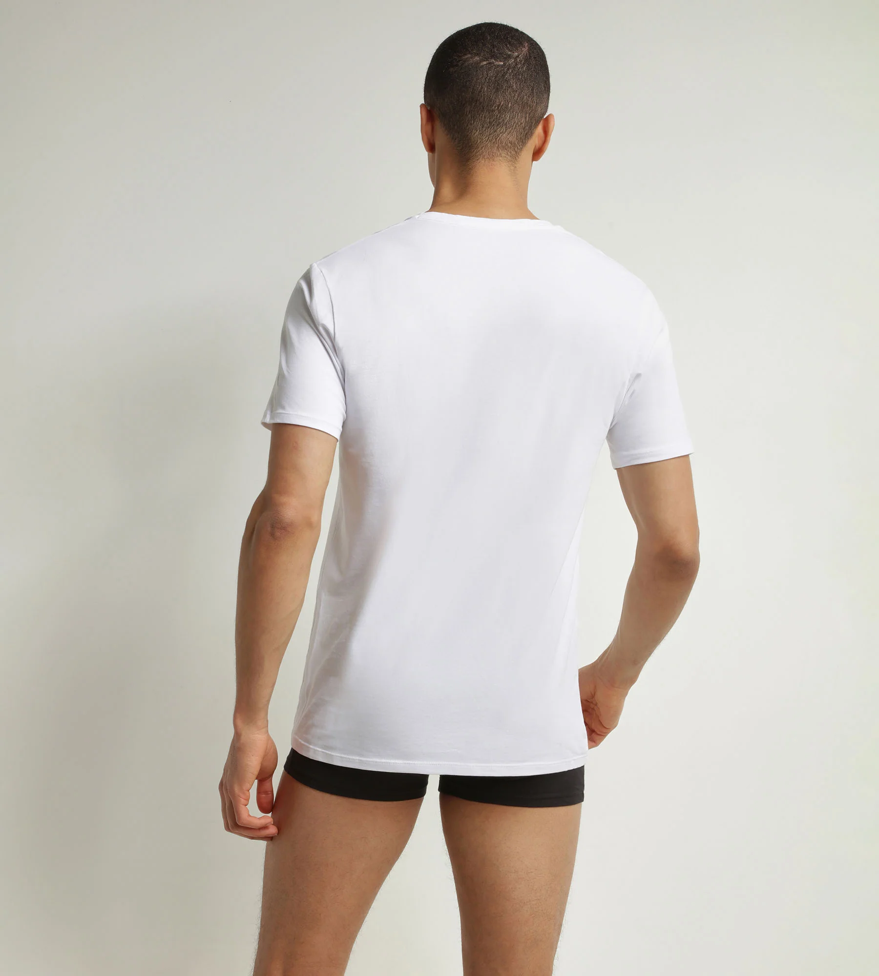 Lot de 2 t-shirts homme en coton bio Blanc Gris à col V Dim Good - Image 2