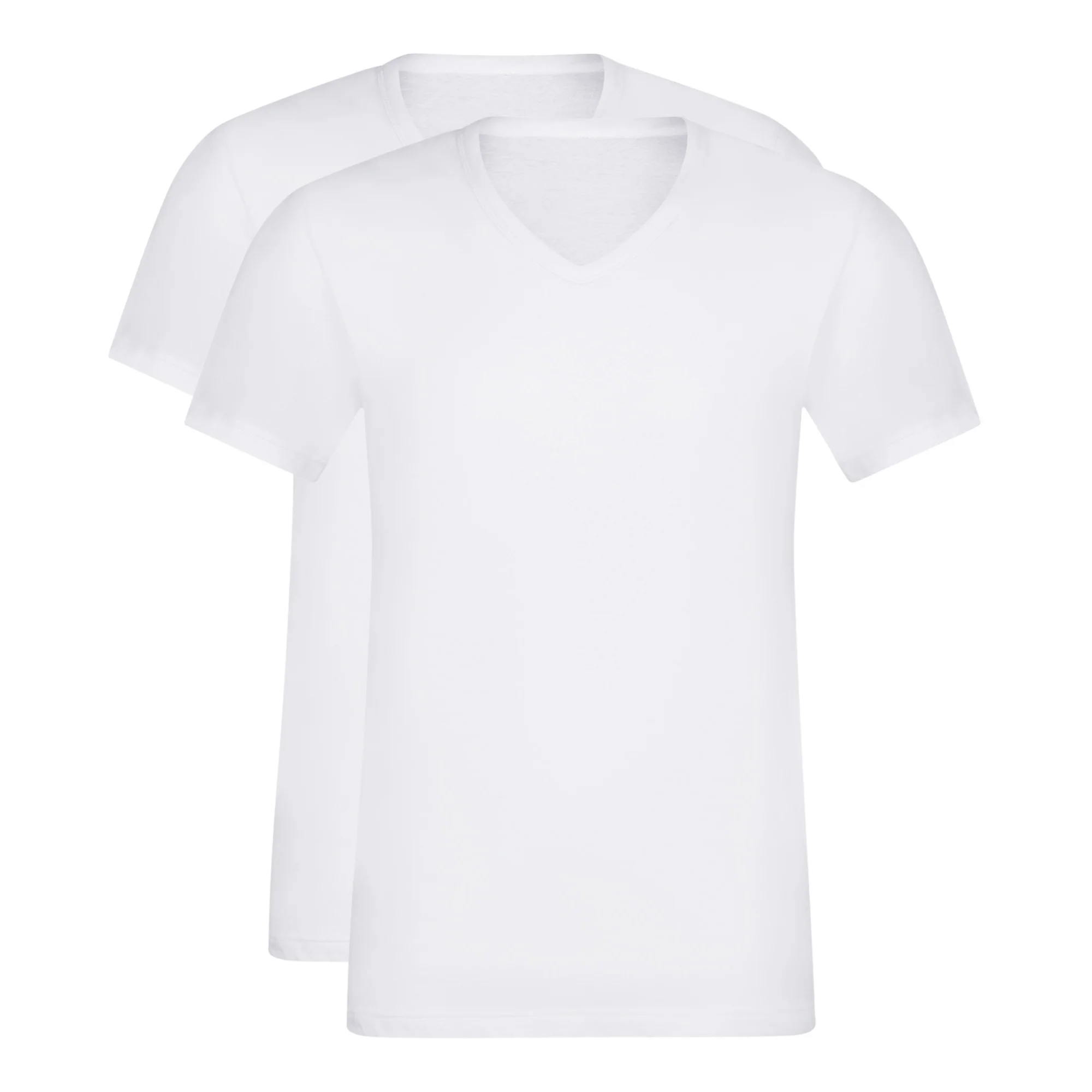 Lot de 2 t-shirts homme en coton blanc à col en V EcoDim - Image 4