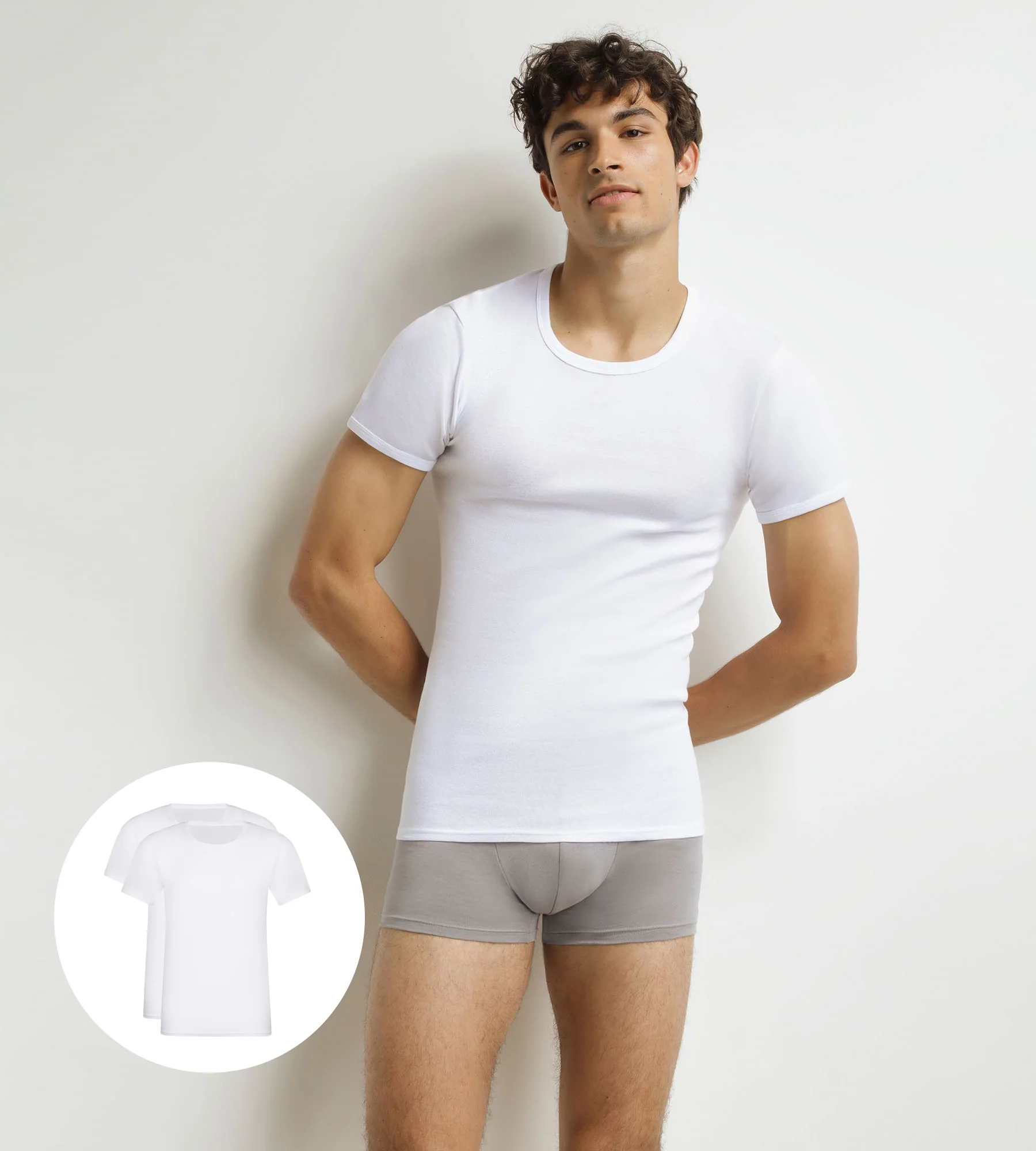 Lot de 2 t-shirts homme en coton Blanc à col rond EcoDim