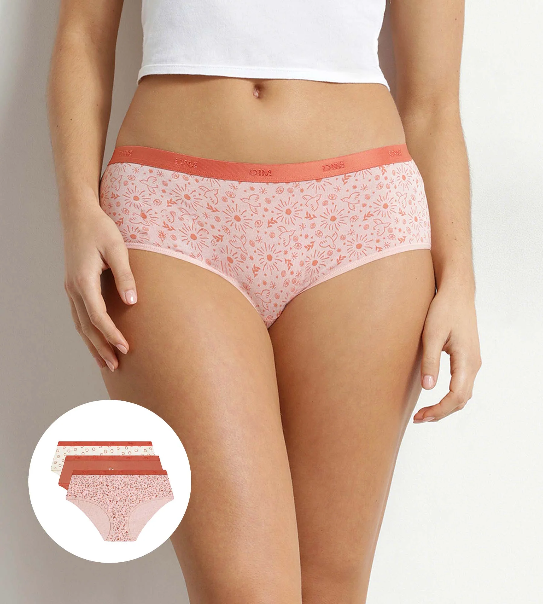 Lot de 3 boxers femme coton stretch motif soleil Les Pockets