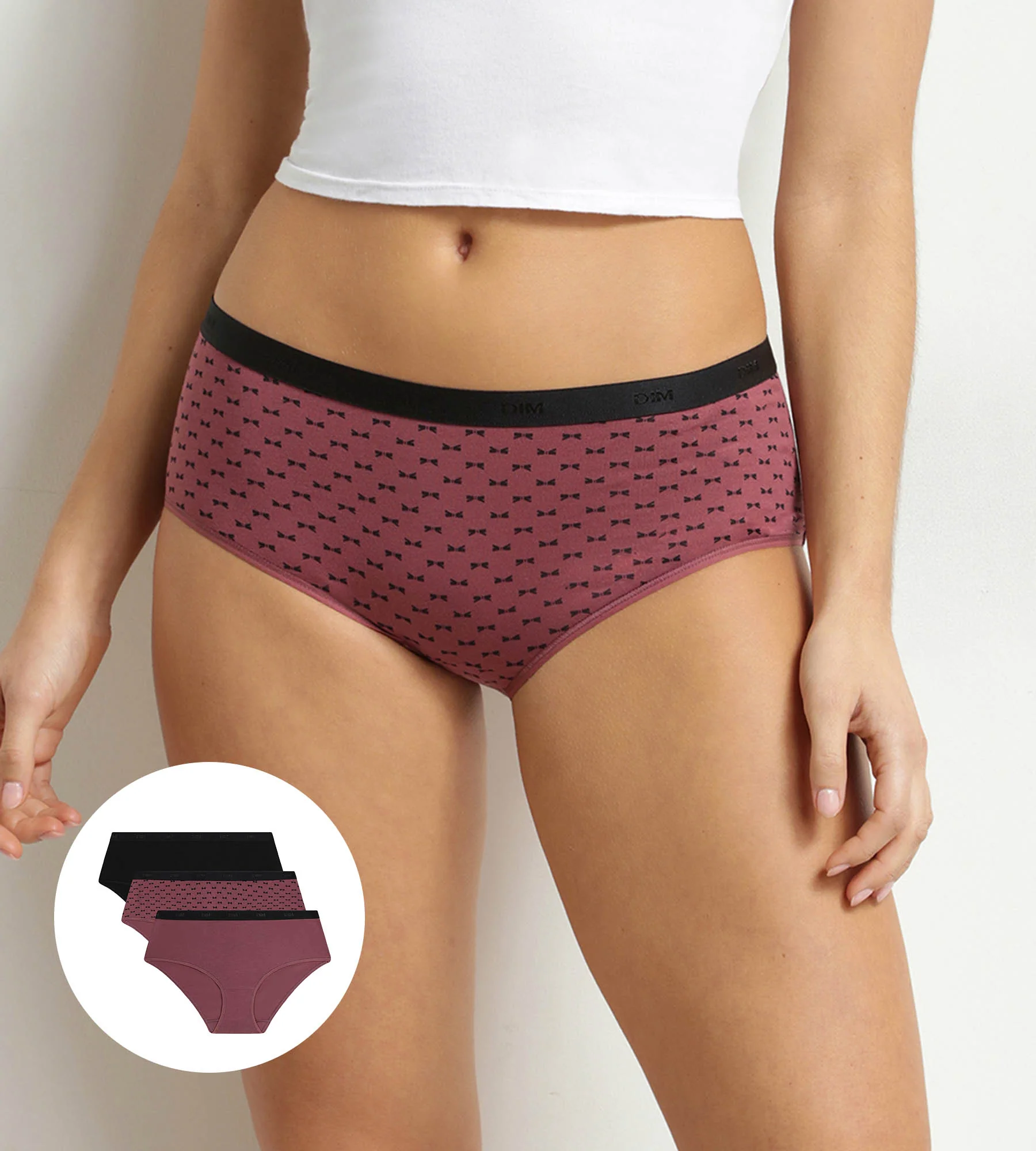Lot de 3 boxers femme en coton stretch Noir Prune Les Pockets