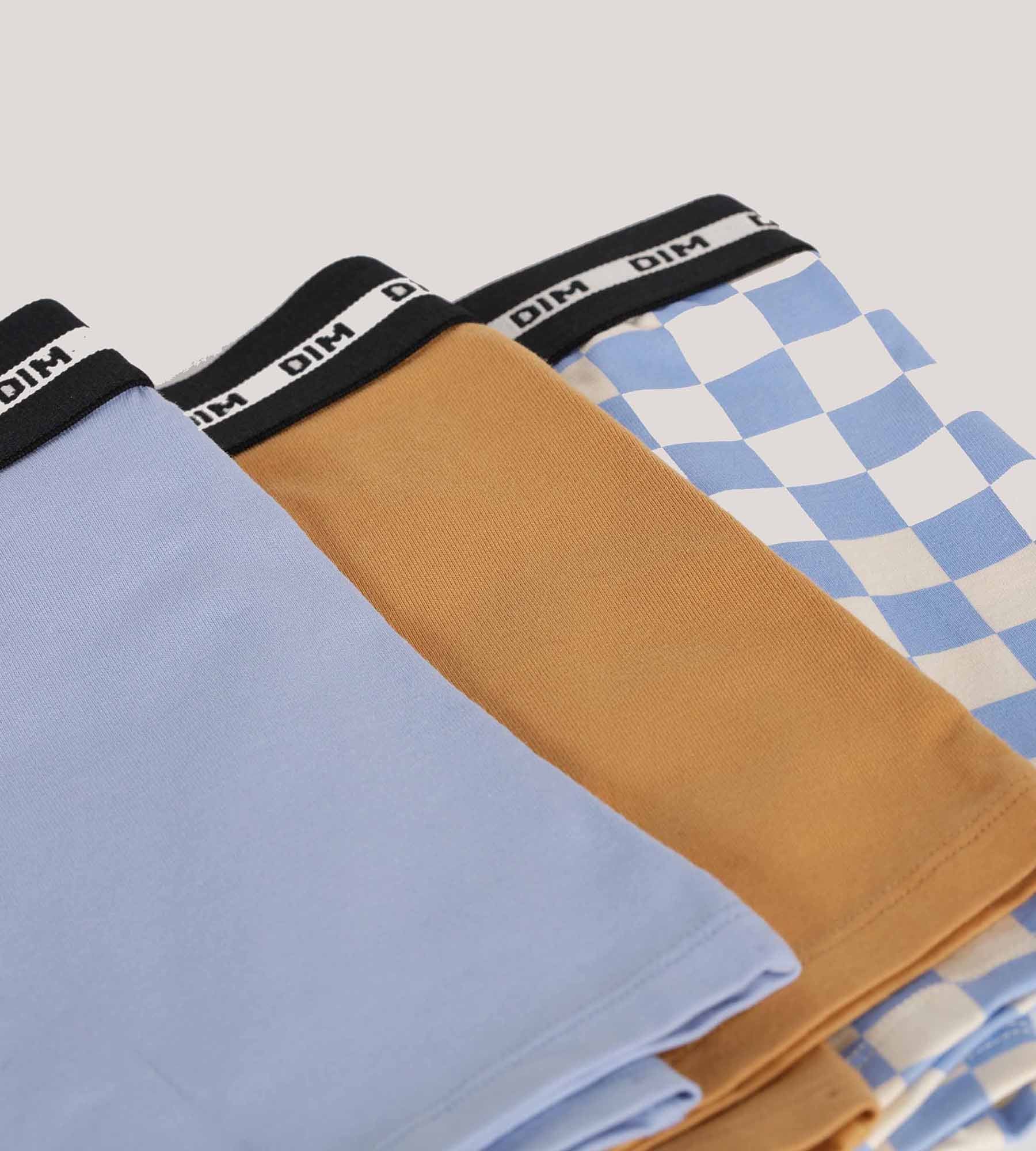 Lot de 3 boxers garçon à motif damier Lila Bleu Coton Stretch Fashion - Image 3