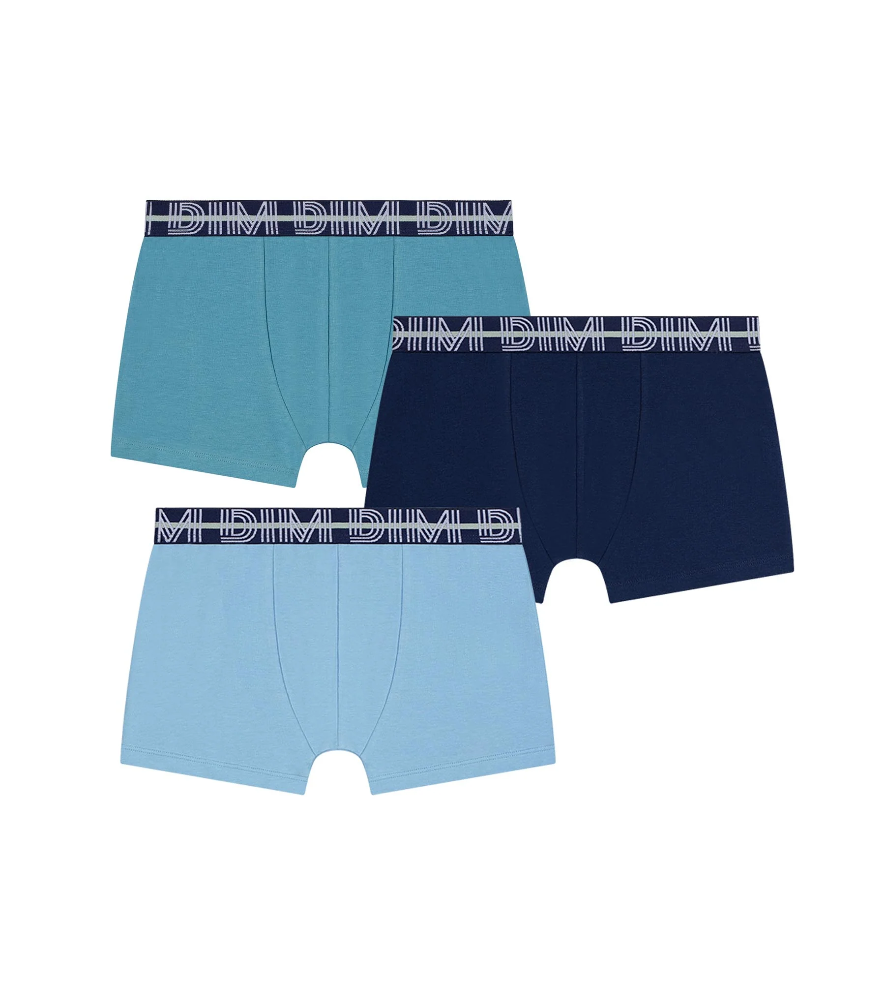Lot de 3 boxers garçon coton stretch ceinture contrastée Adriatique EcoDim