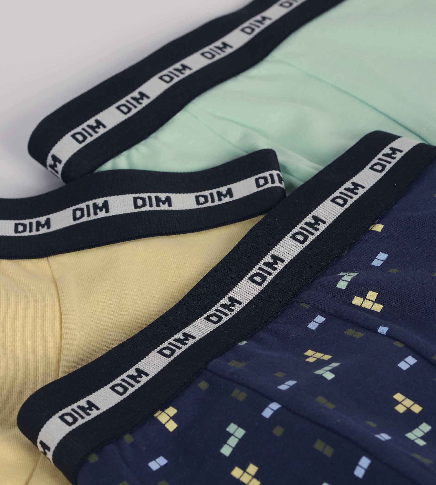 Lot de 3 boxers garçon motif pixel Bleu Jaune Coton Stretch Fashion - Image 3