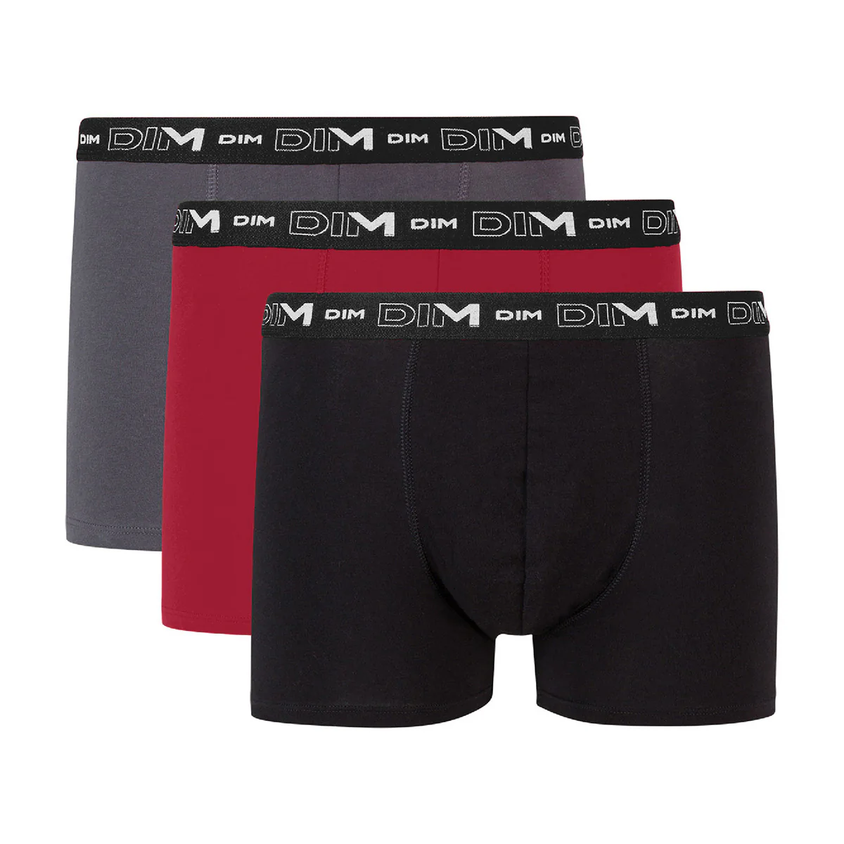 Lot de 3 boxers gris, rouge chili et noir Coton Stretch - Image 3