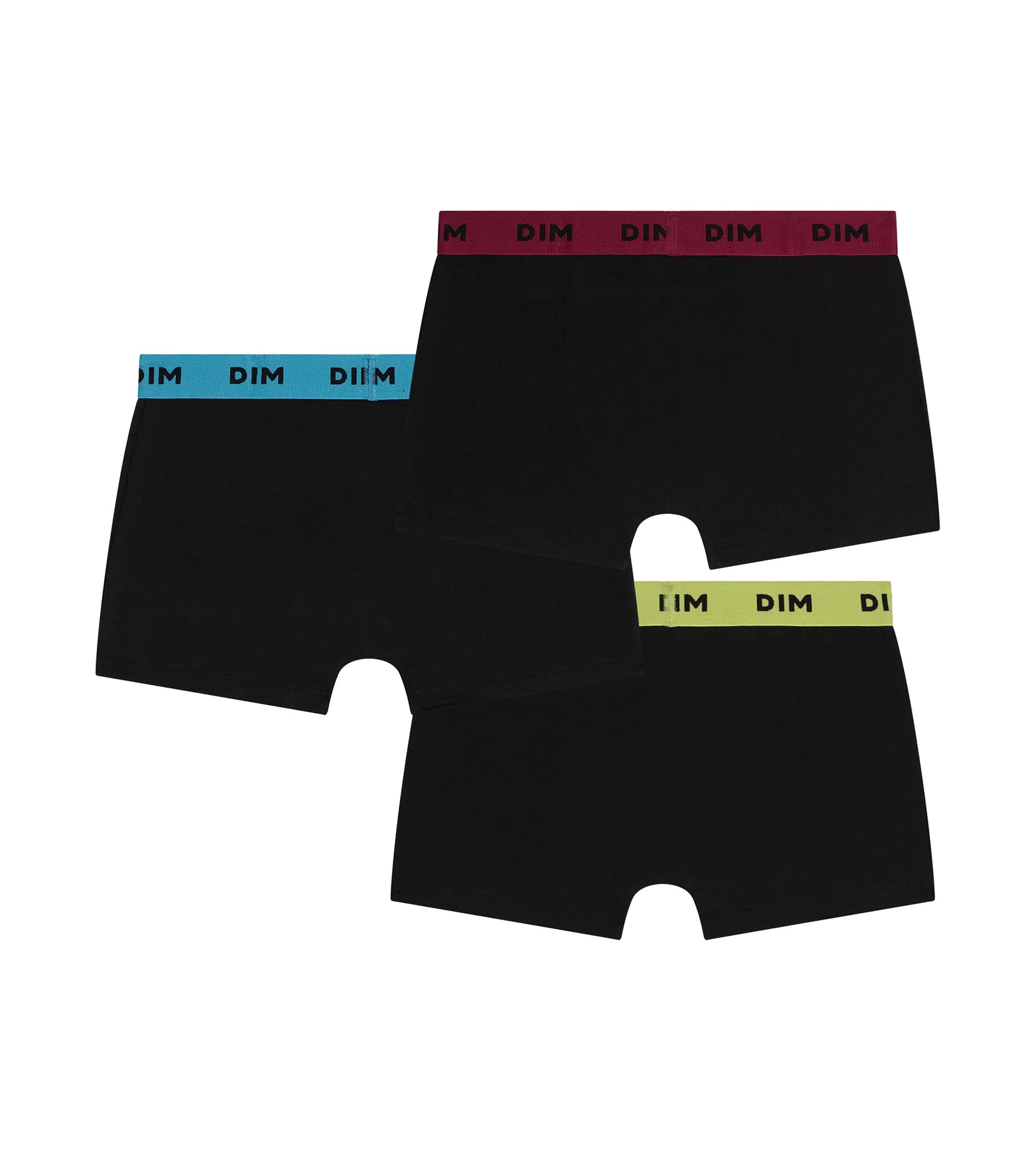 Lot de 3 boxers homme coton stretch noir ceinture colorée Bleu Citron Mix & Colors - Image 2