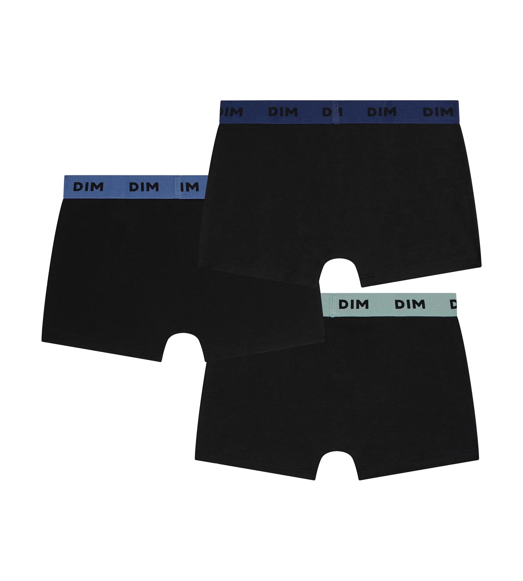 Lot de 3 boxers homme coton stretch noir ceinture colorée Bleu Lila Mix & Colors - Image 2