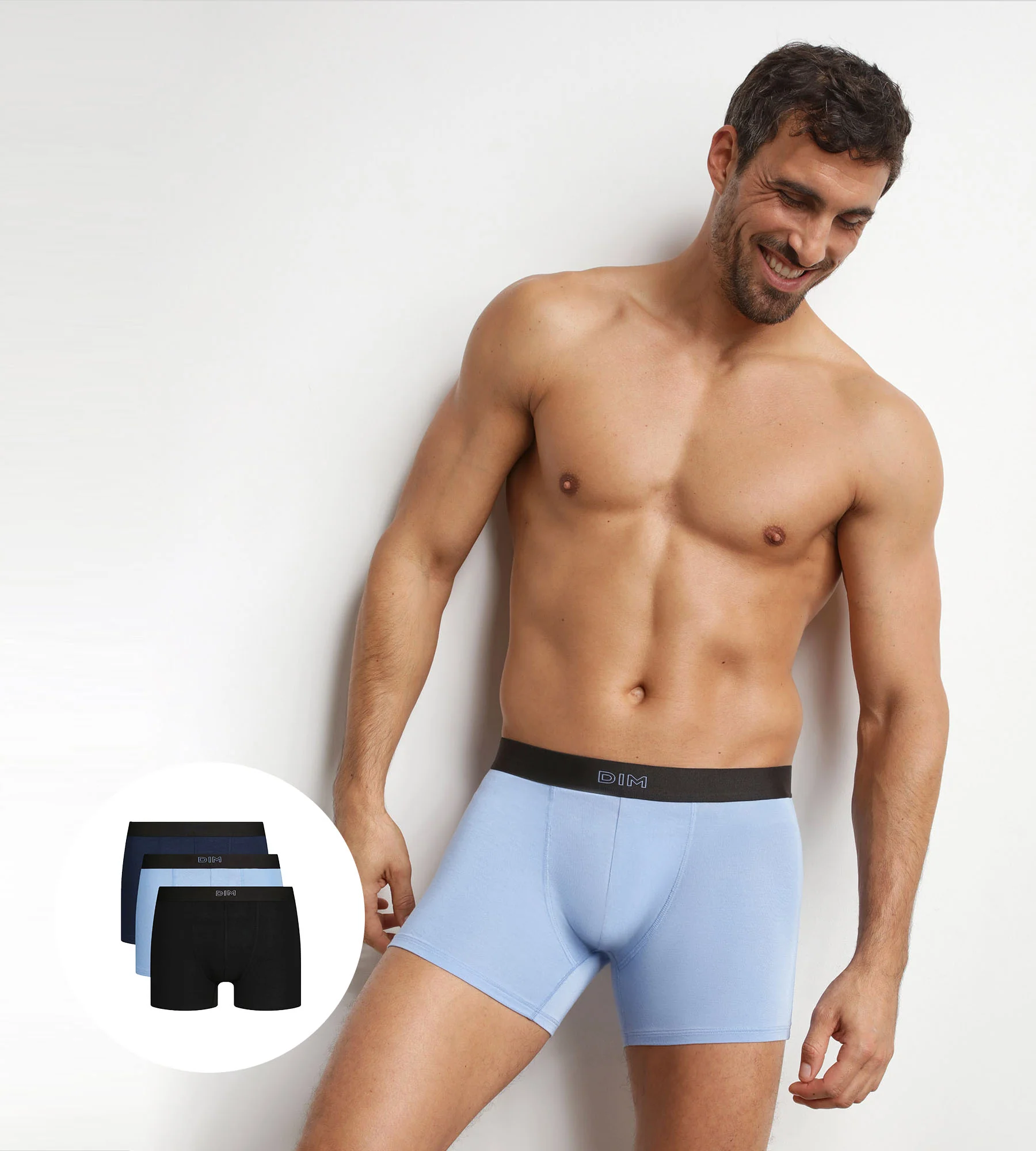Lot de 3 boxers homme en coton Noir Bleu Ultra doux