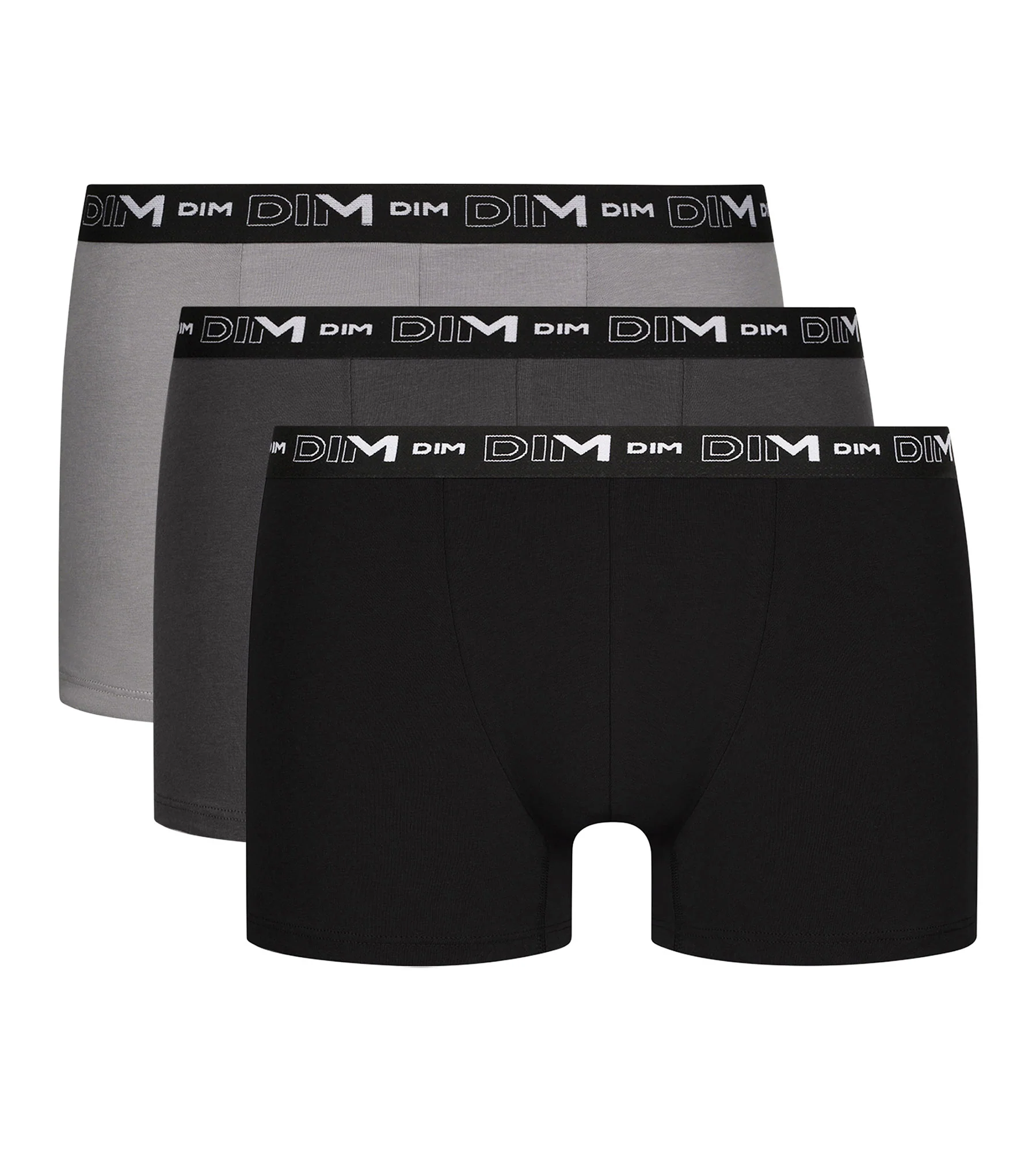 Lot de 3 boxers homme en coton Noir Gris Dim Coton Stretch - Image 3
