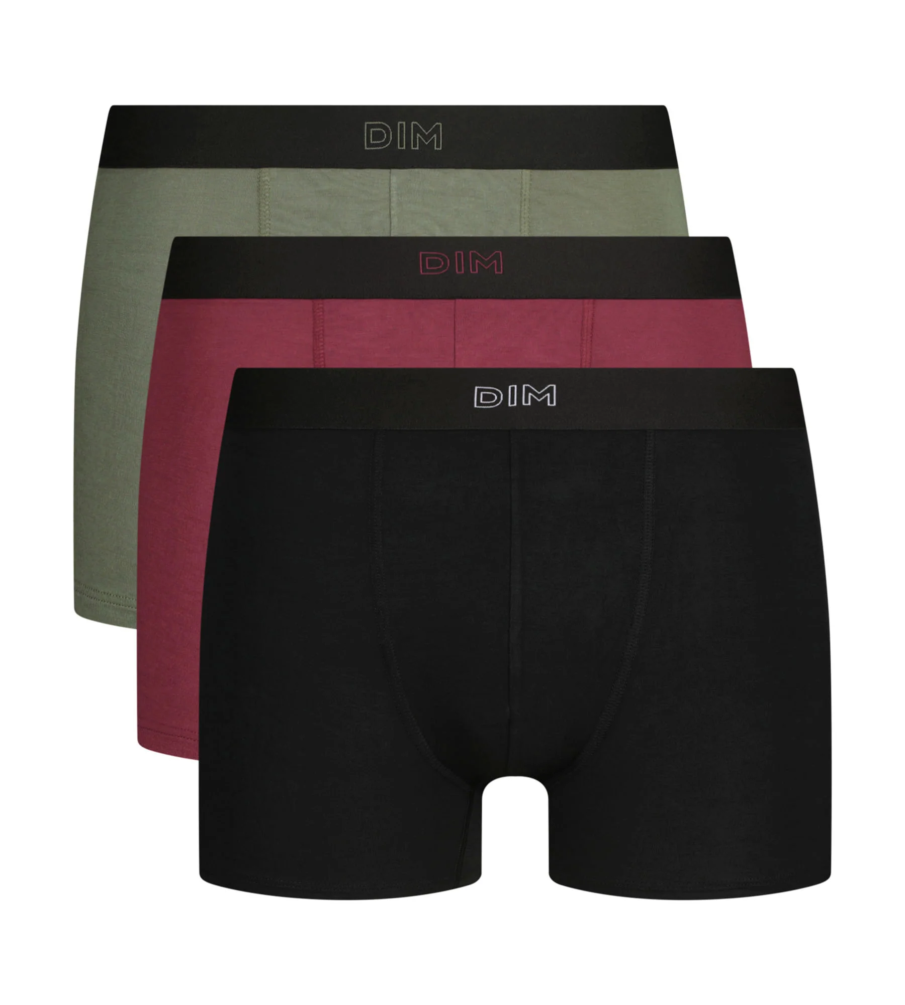 Lot de 3 boxers homme en coton Noir Kaki Rouge Ultra doux - Image 3