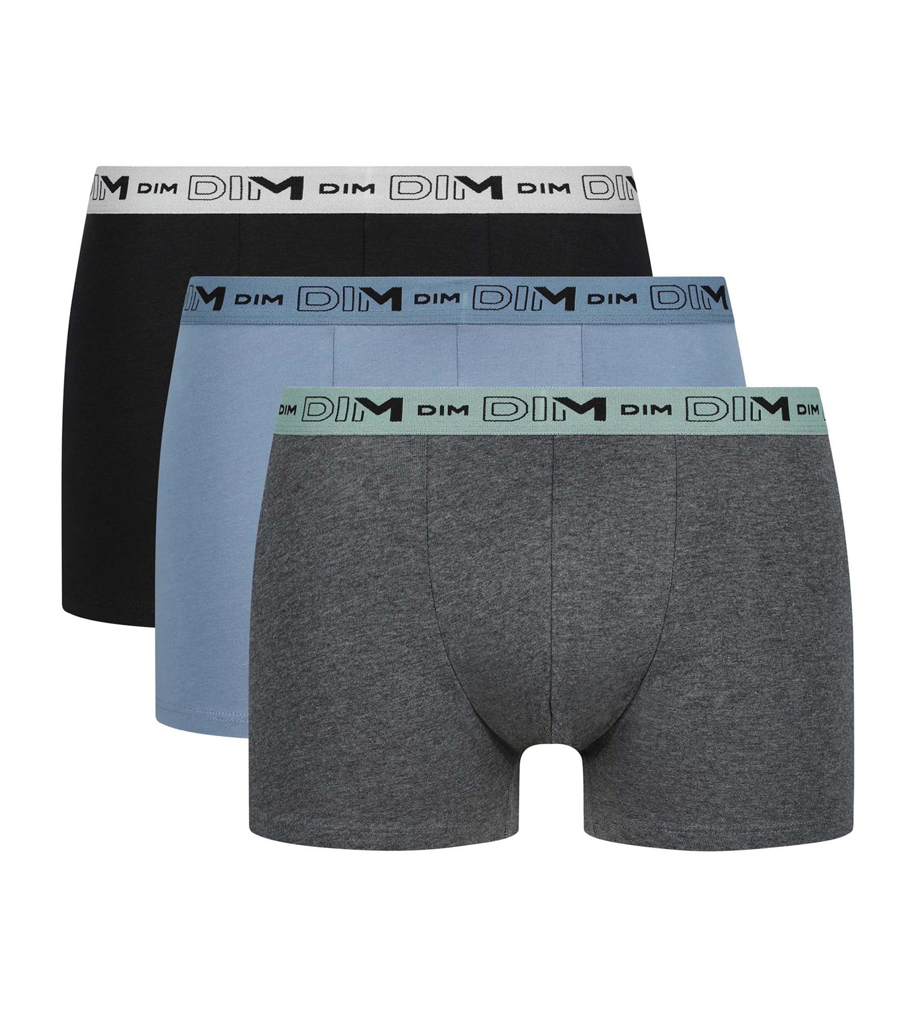 Lot de 3 boxers homme Gris Bleu Noir Coton Stretch Bio - Image 3