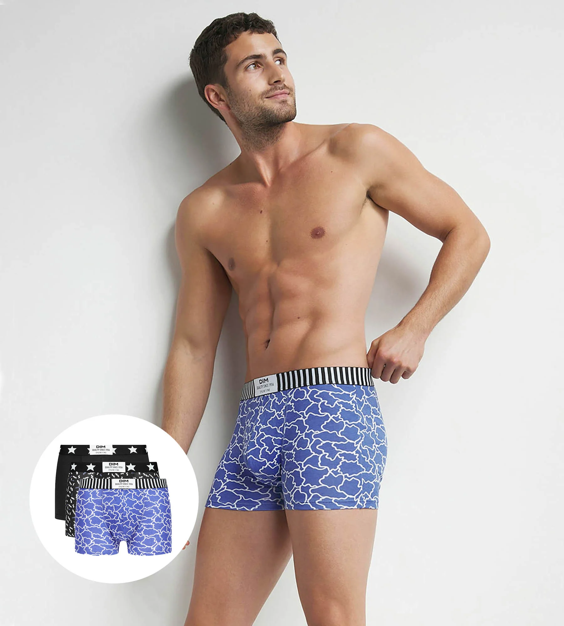 Lot de 3 boxers homme motifs Nuages Bleu Noir Dim Vibes
