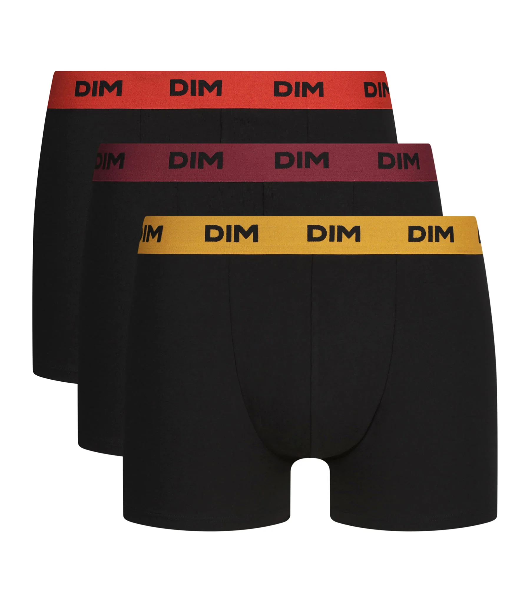 Lot de 3 boxers homme noir ceinture colorée Flamme Mix & Colors - Image 3