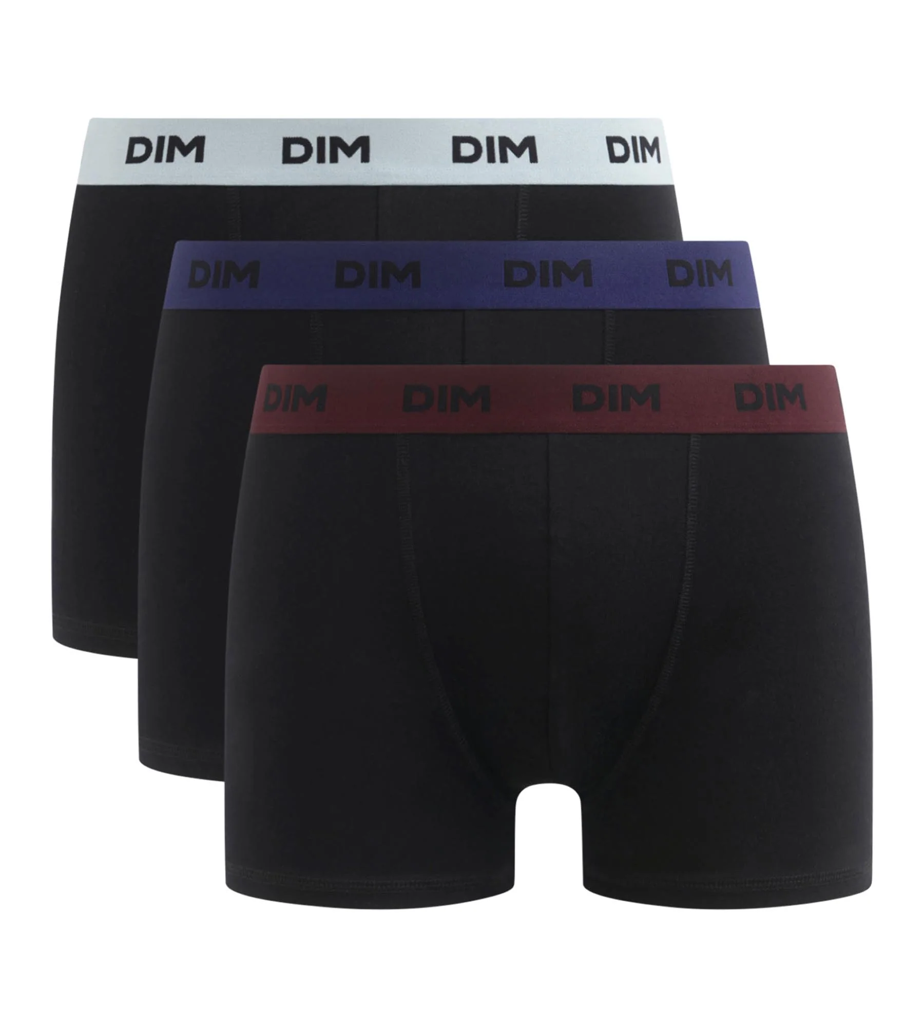 Lot de 3 boxers homme noir ceinture colorée Raisin Mix & Colors - Image 3