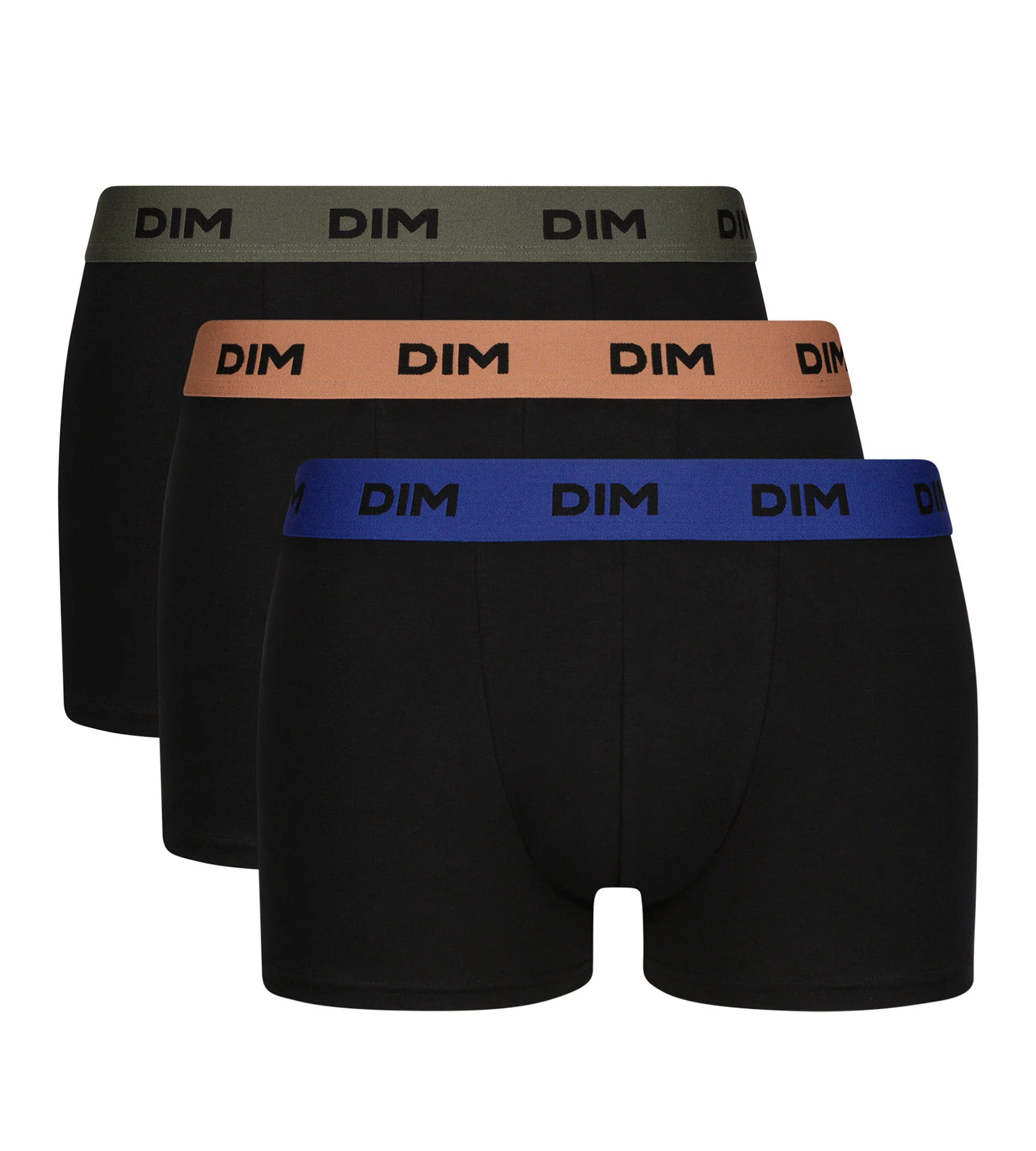 Lot de 3 boxers homme Noir coton stretch Noisette Vert Mix & Colors - Image 3