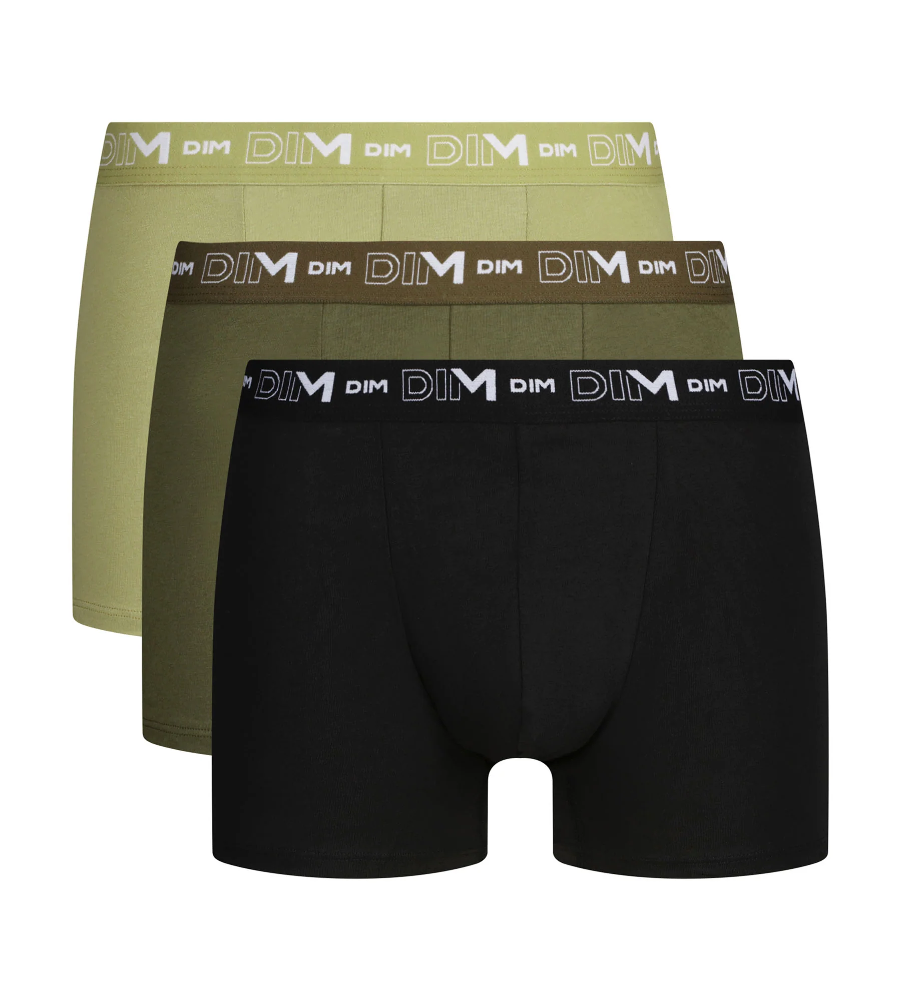Lot de 3 boxers homme Noir Sable ceinture contrastée Dim Coton Stretch - Image 3