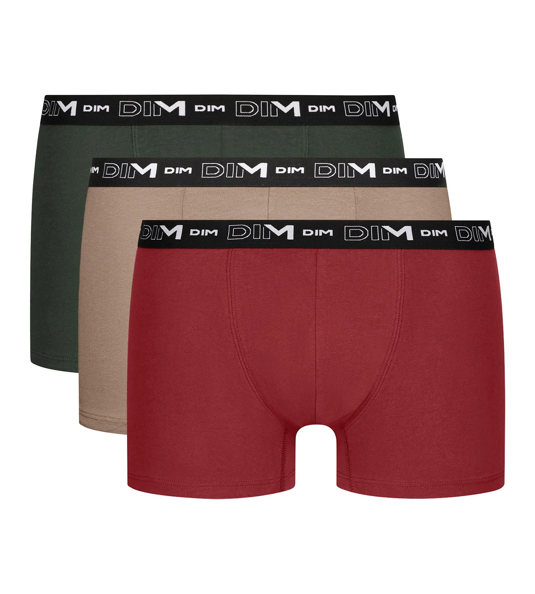 Lot de 3 boxers homme Vert Beige Rouge Coton Stretch - Image 3