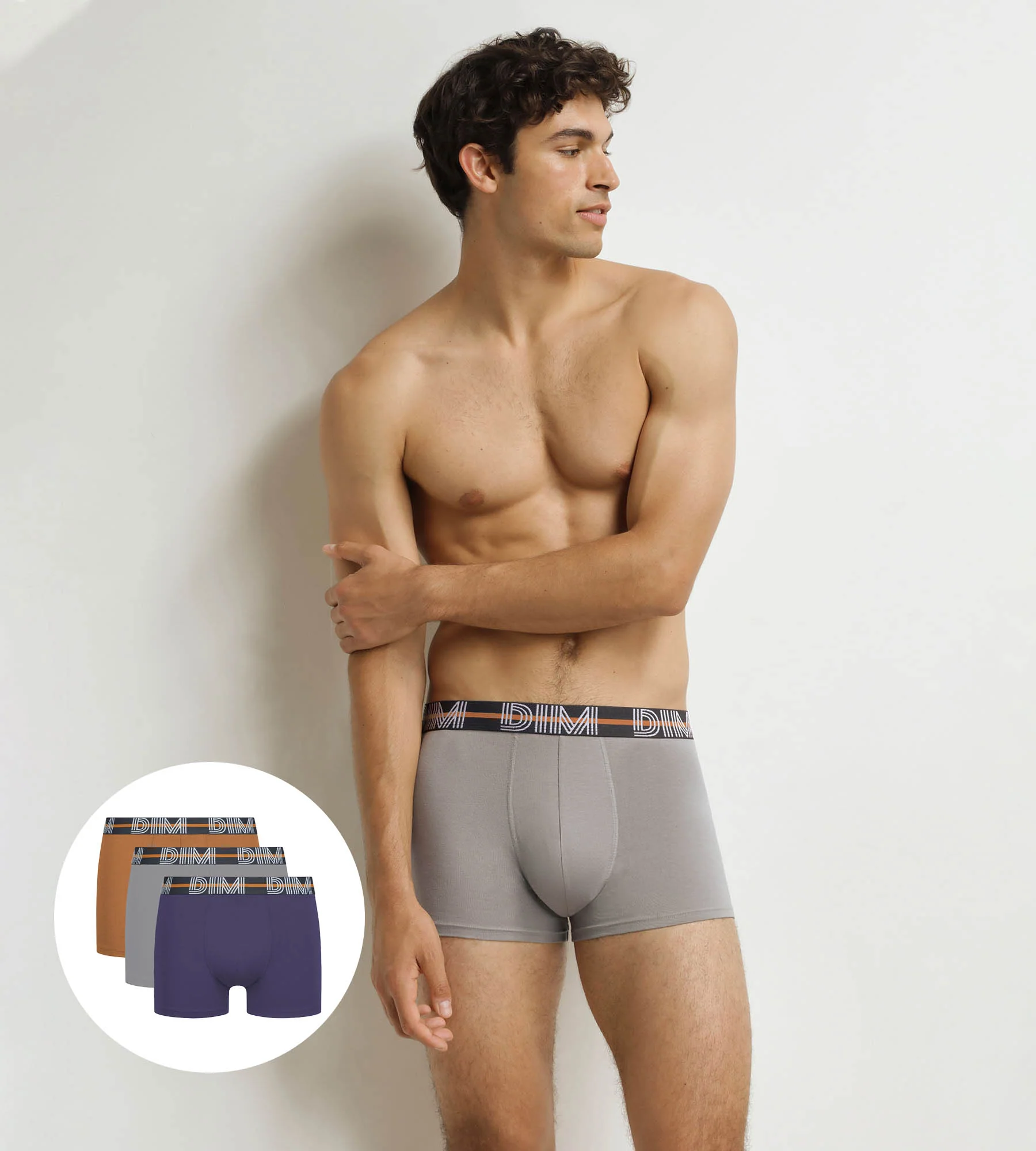 Lot de 3 boxers homme Violet Gris Terre Powerful