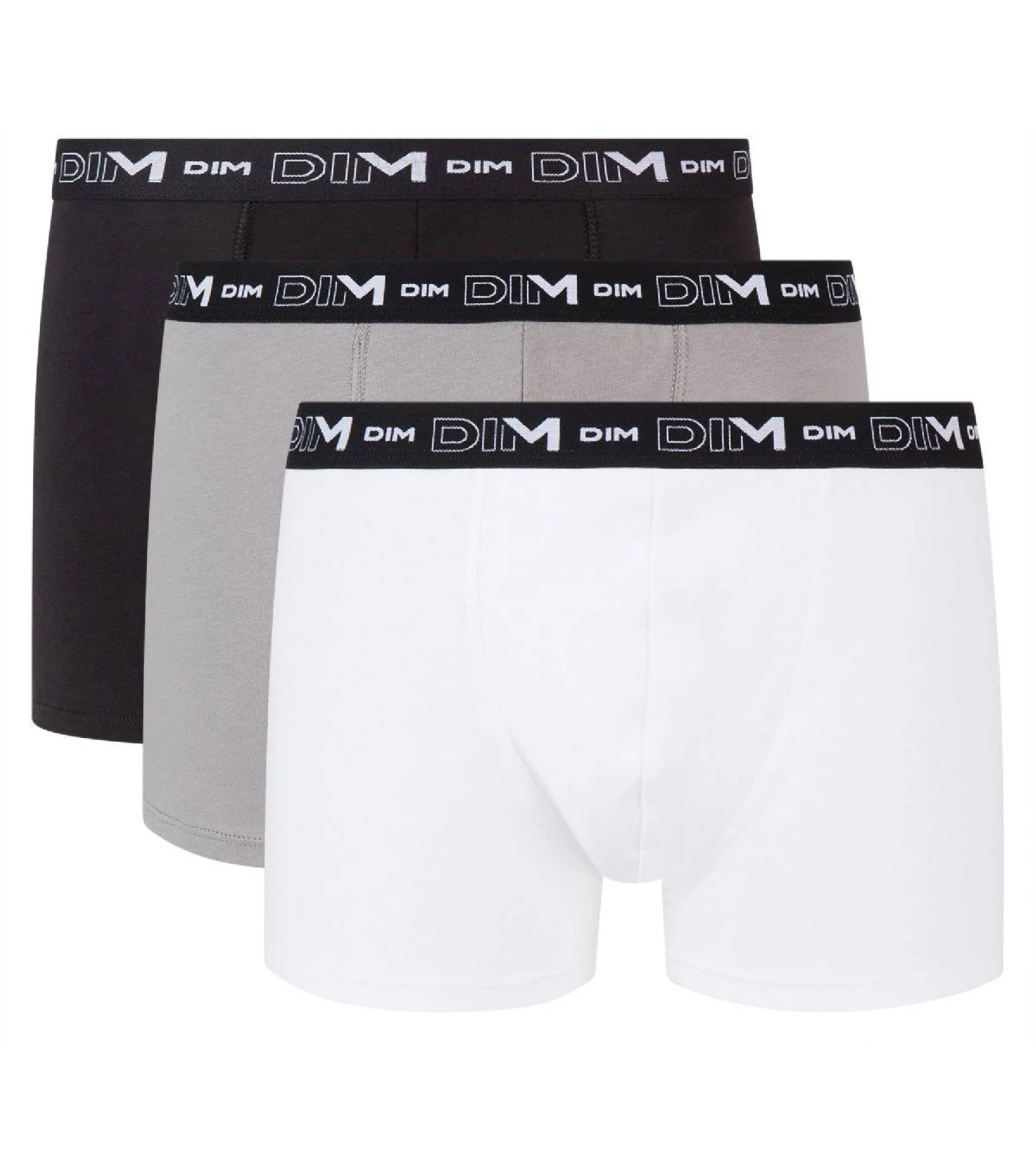 Lot de 3 boxers noir, gris et blanc Homme en coton stretch - Image 3