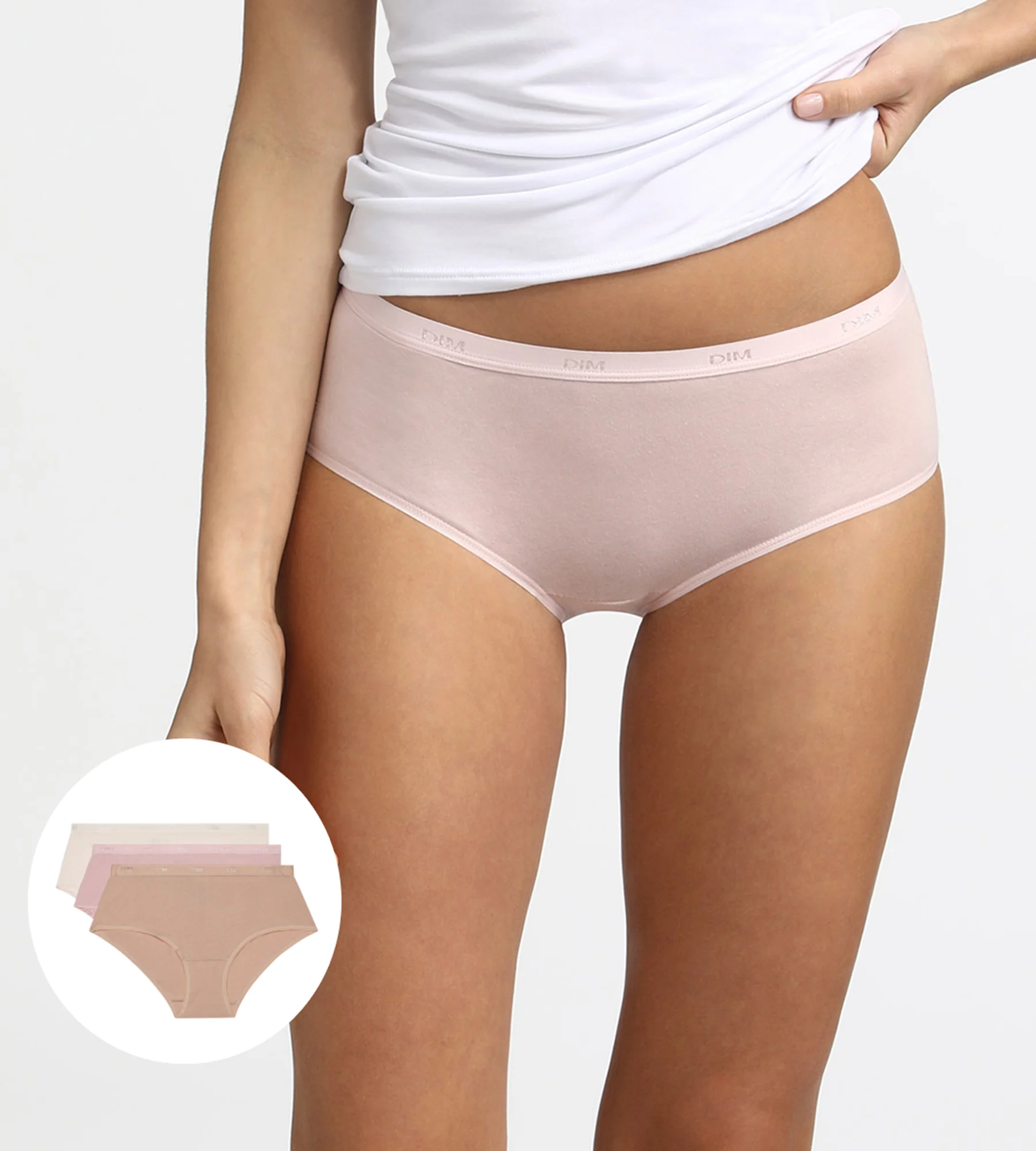 Lot de 3 Boxers peau/rose/nacre Les Pockets Coton