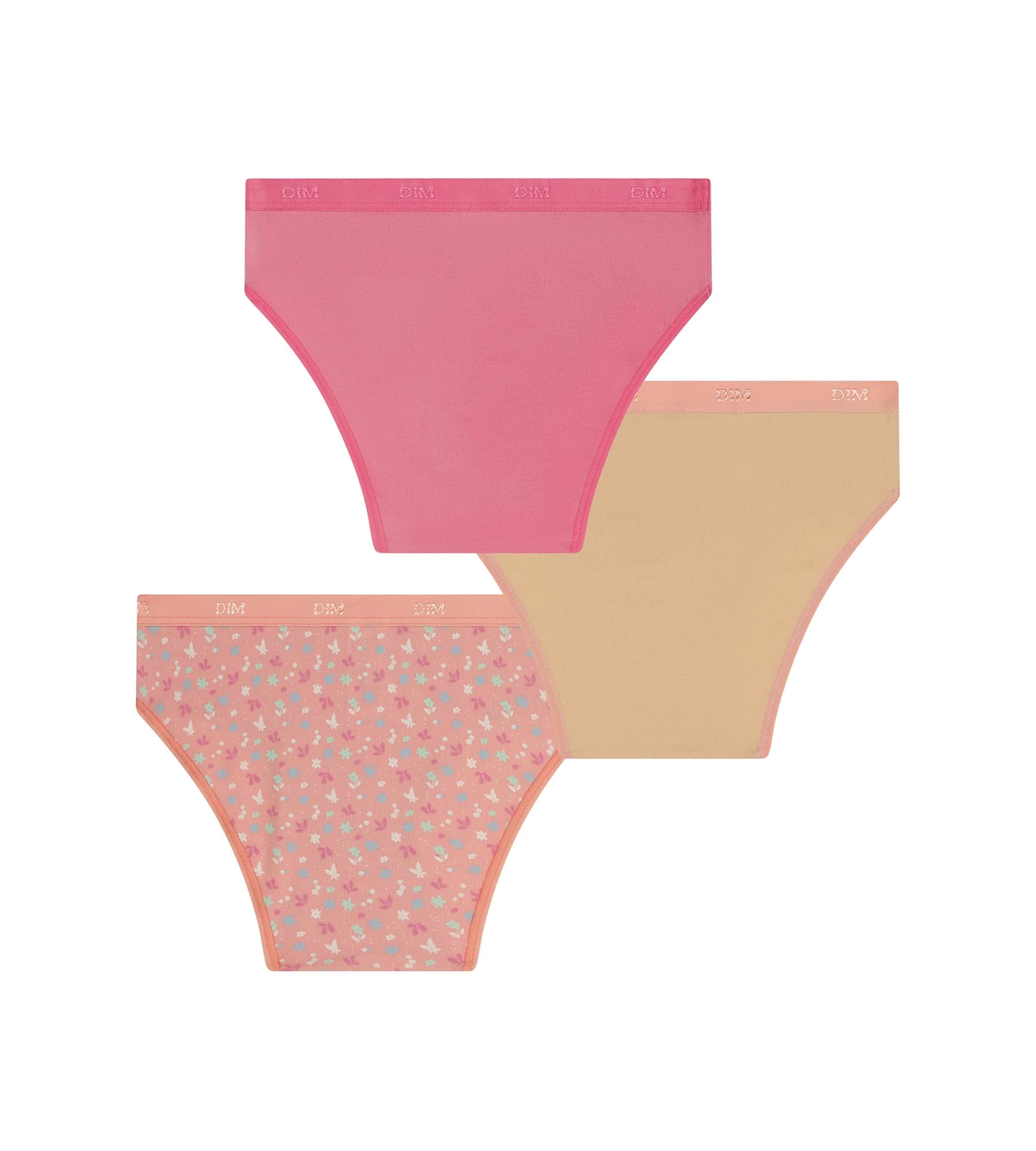 Lot de 3 culottes fille coton stretch à fleurs pêche Les Pockets - Image 2