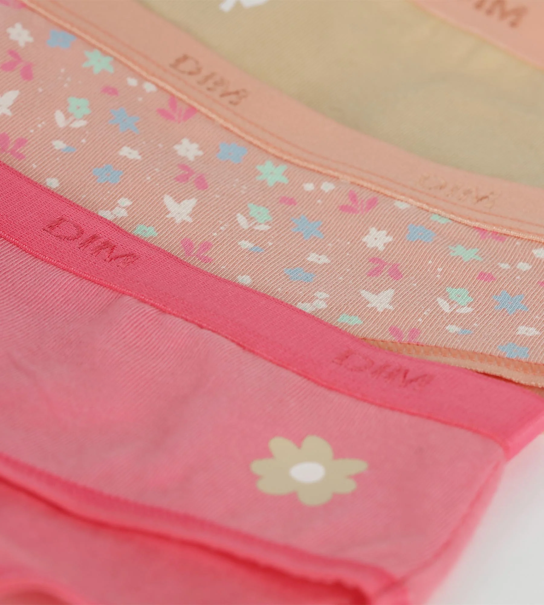 Lot de 3 culottes fille coton stretch à fleurs pêche Les Pockets - Image 3