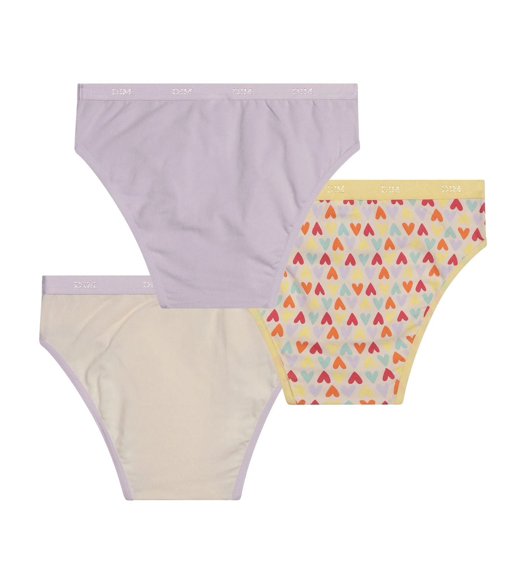 Lot de 3 culottes fille coton stretch à motif coeur Jaune Les Pockets - Image 2