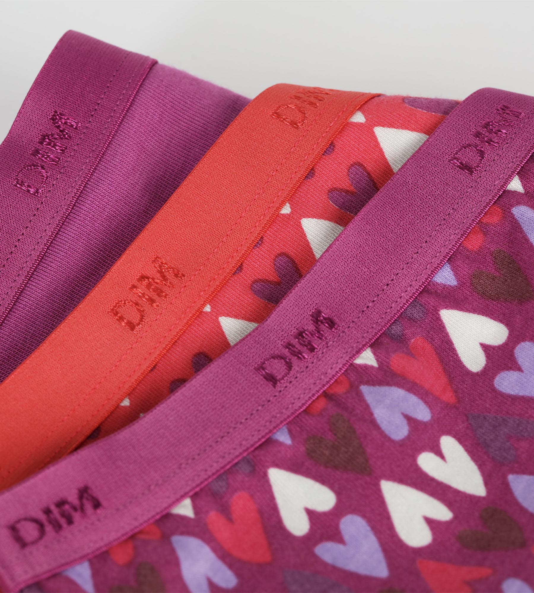 Lot de 3 culottes fille coton stretch Violet Rouge à cœurs Les Pockets - Image 3