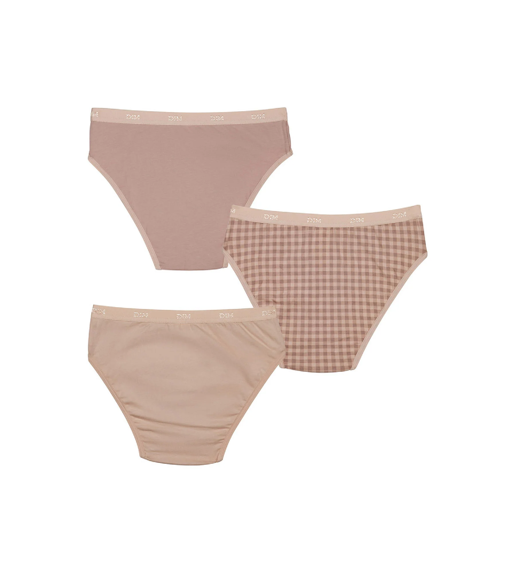 Lot de 3 culottes fille en coton stretch Mauve motif vichy Les Pockets - Image 2