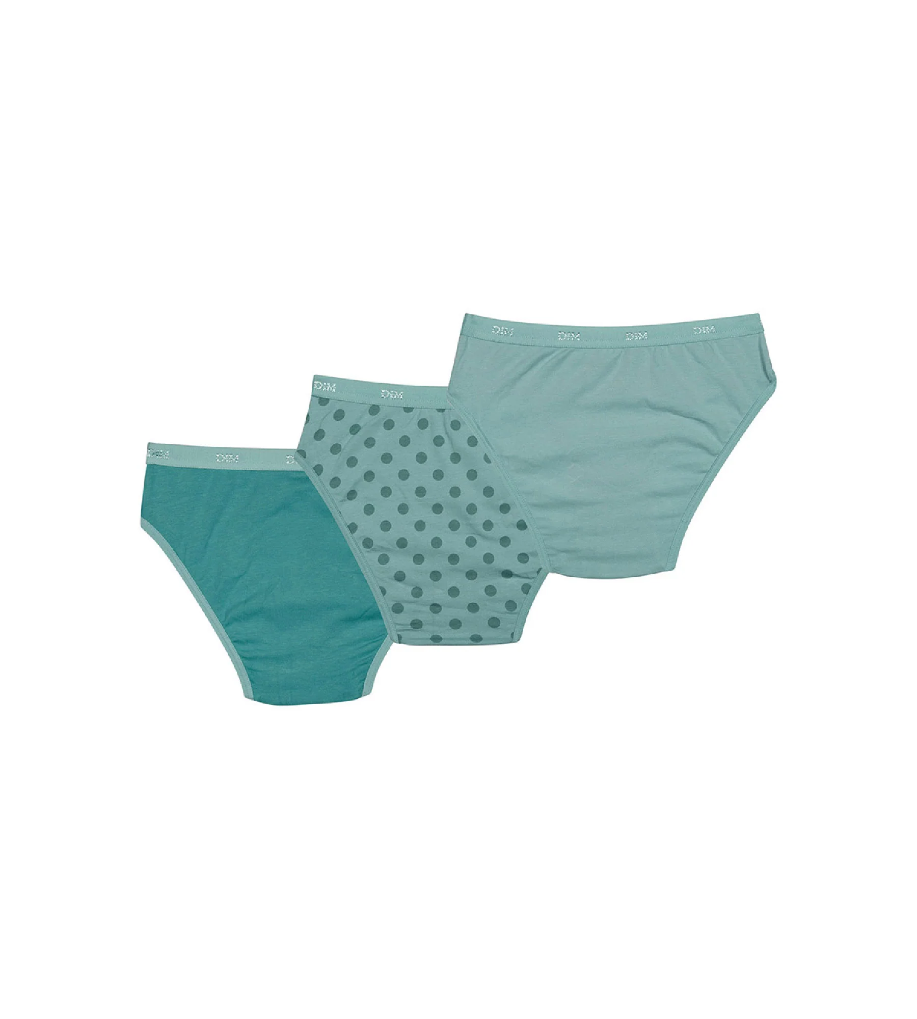 Lot de 3 culottes fille en coton stretch Vert d’Eau à pois Les Pockets - Image 2