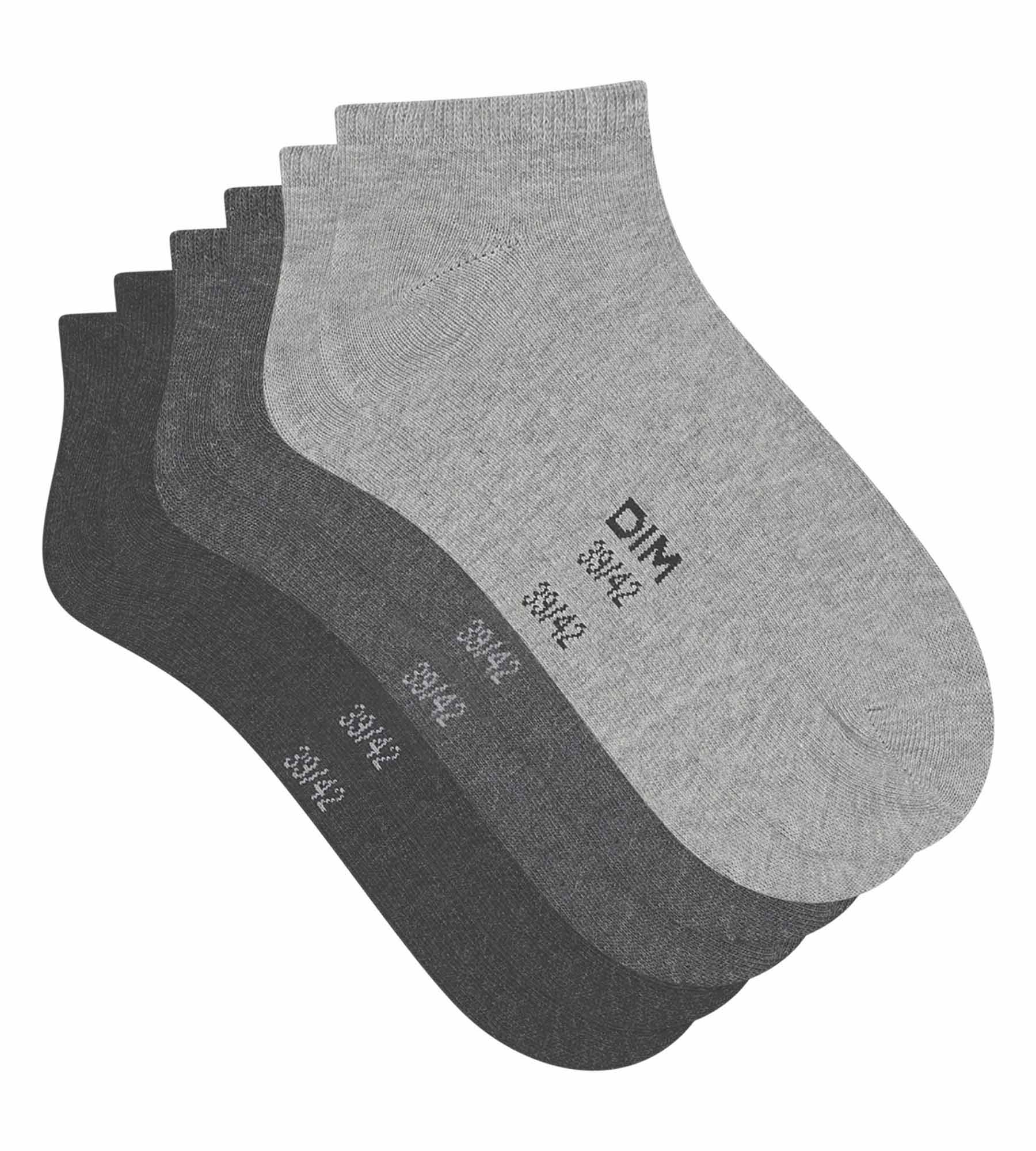 Lot de 3 paires de chaussettes courtes femme Gris Anthracite Dim Coton - Image 2