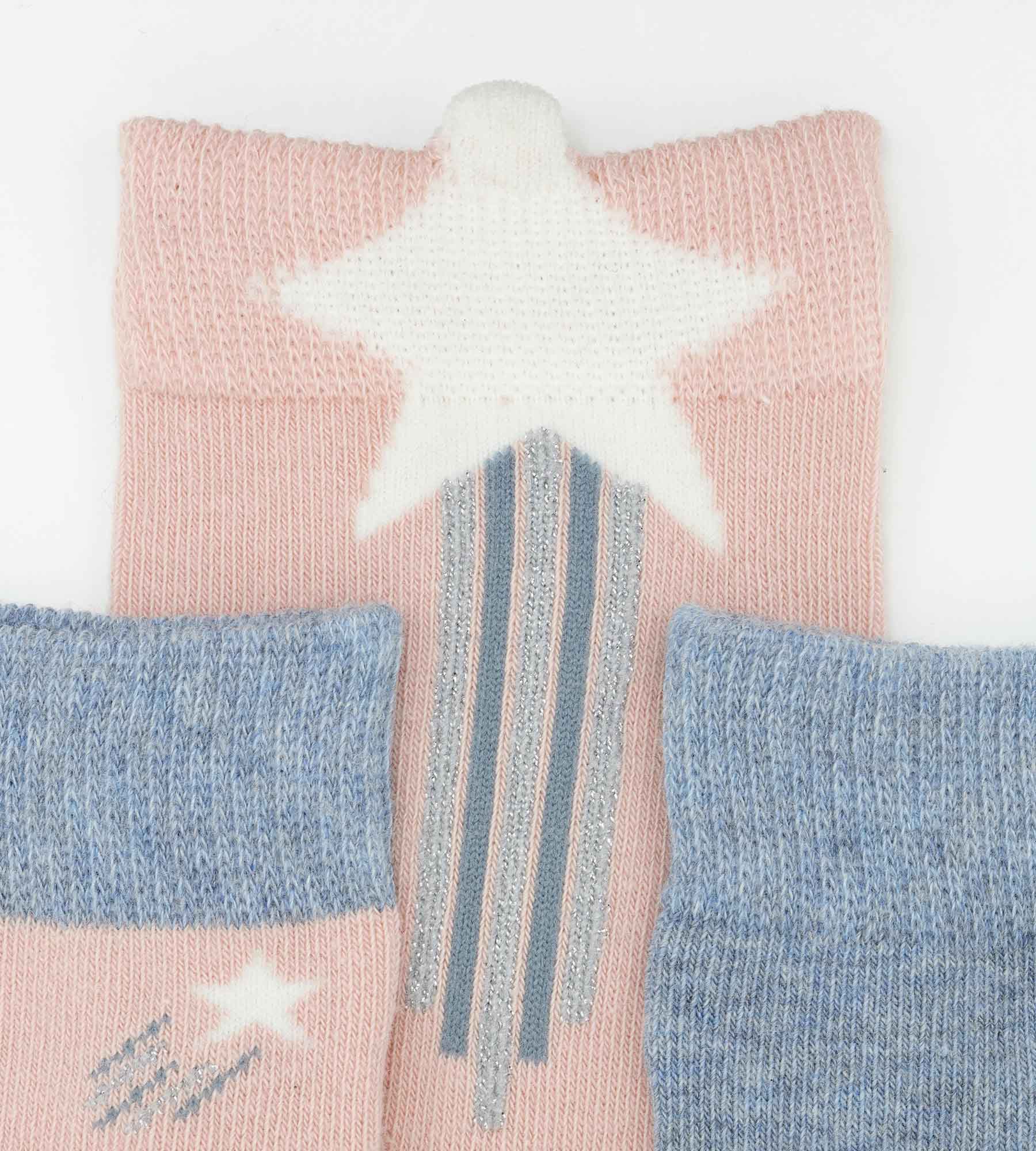 Lot de 3 paires de chaussettes enfant à étoiles Denim Rose Coton Style - Image 3
