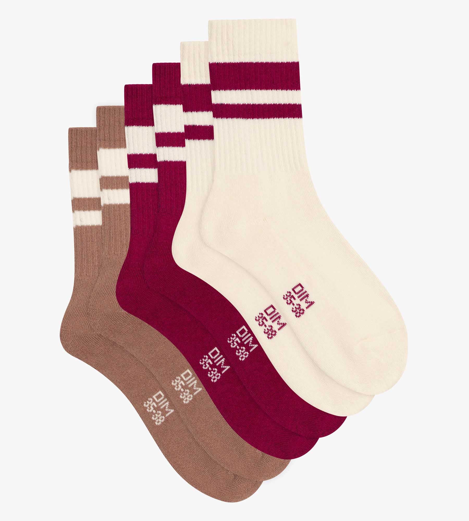 Lot de 3 paires de chaussettes femme en coton Café EcoDim Sport - Image 2