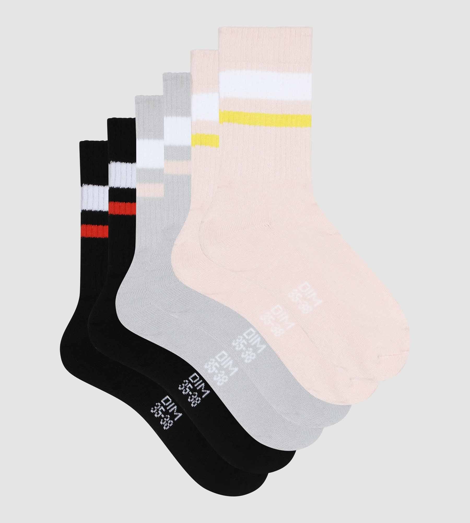 Lot de 3 paires de chaussettes femme en coton Rose Gris EcoDim Sport - Image 2