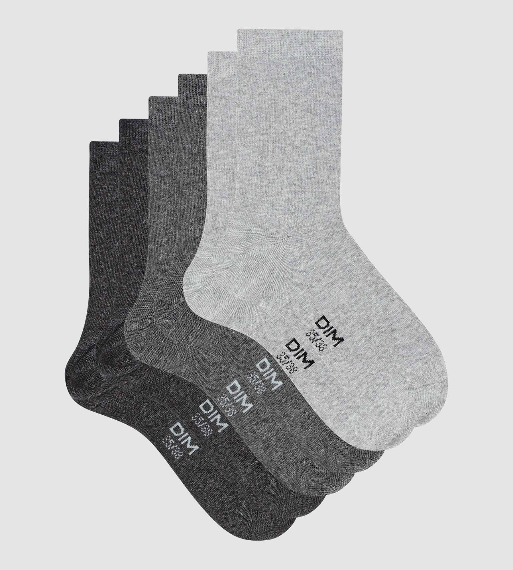 Lot de 3 paires de chaussettes femme Gris Clair en coton Dim - Image 2