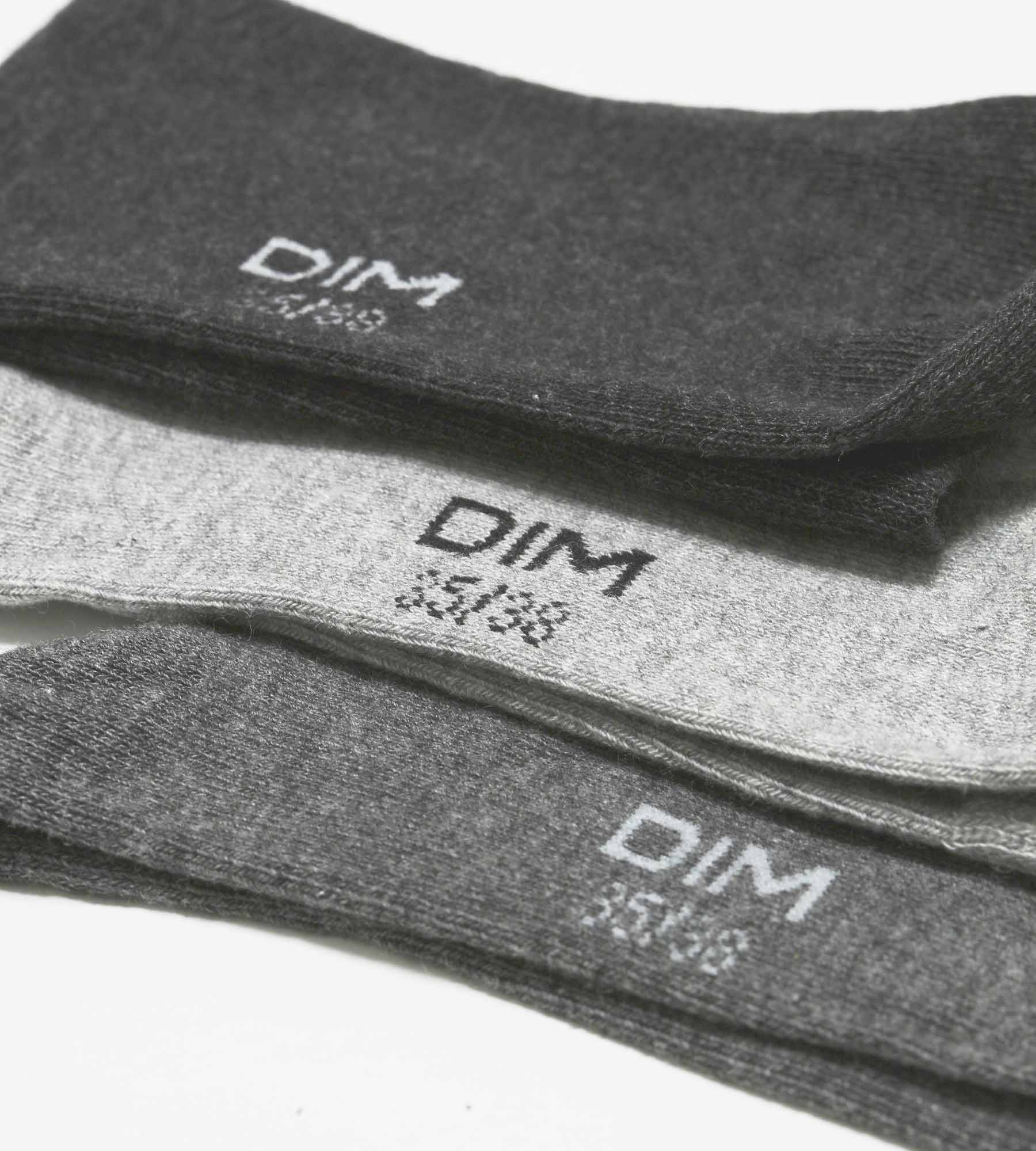 Lot de 3 paires de chaussettes femme Gris Clair en coton Dim - Image 3