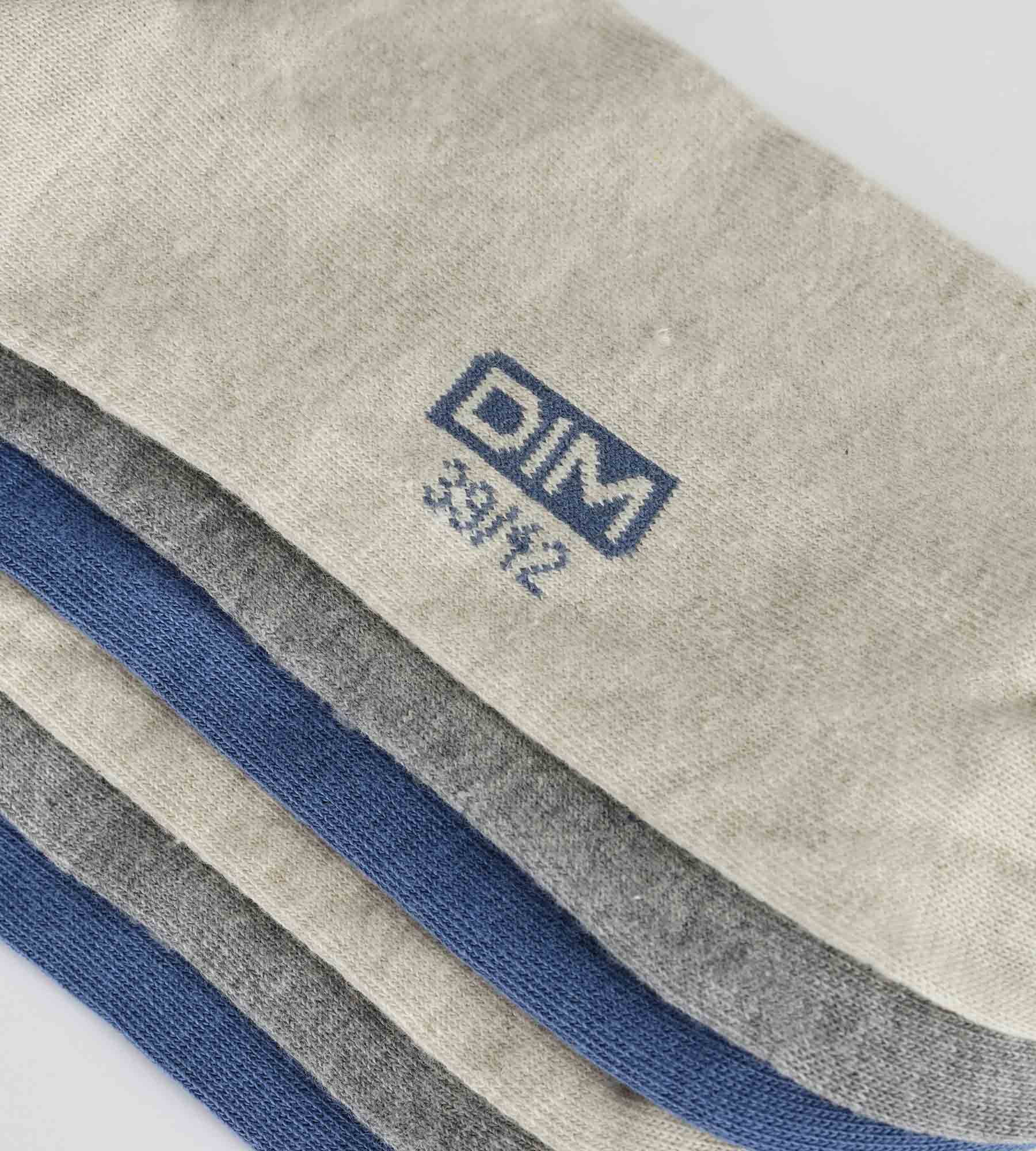 Lot de 3 paires de socquettes basses homme Bleu Gris Beige Coton - Image 3
