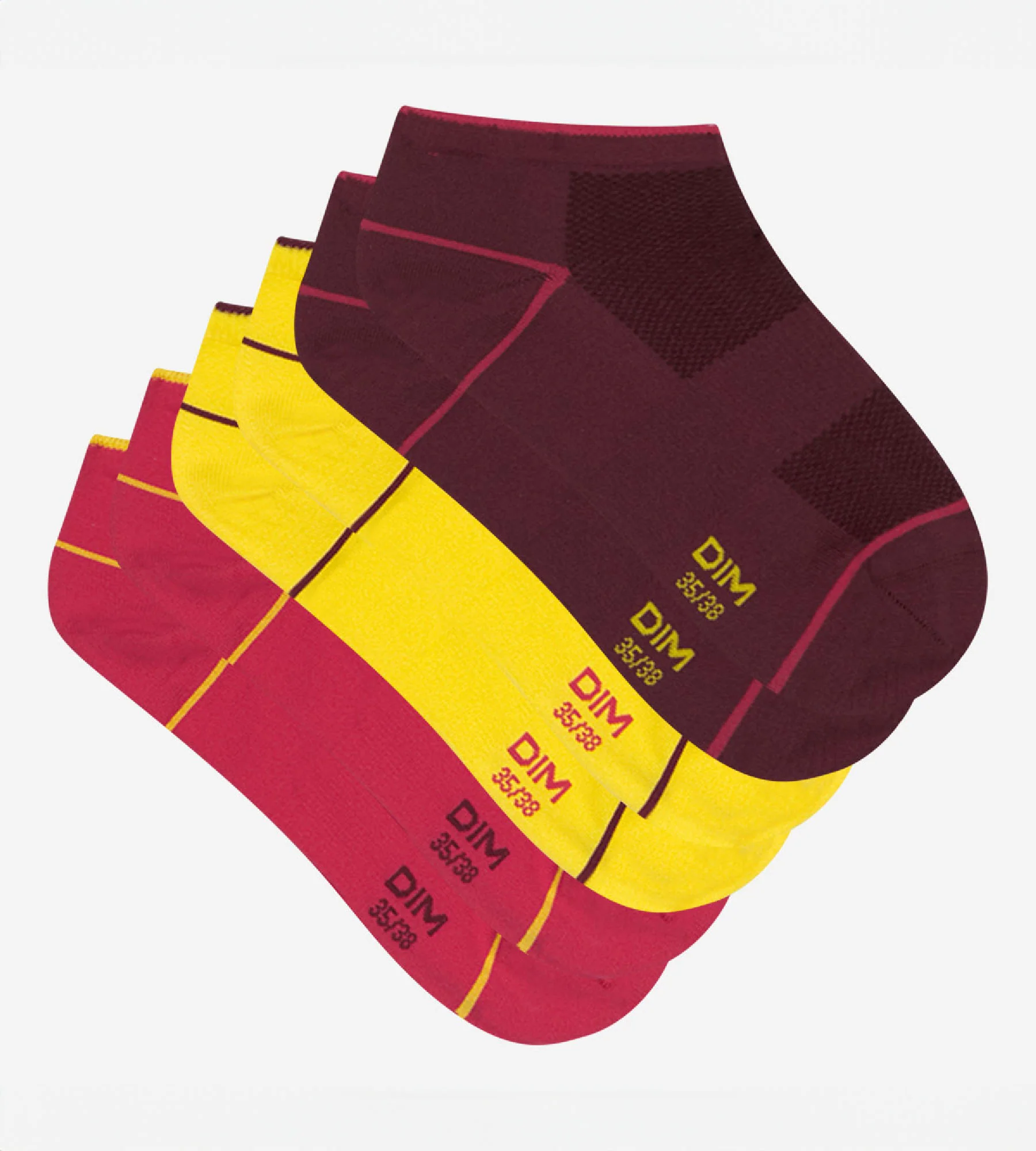 Lot de 3 paires de socquettes courtes impact léger Bordeaux Dim Sport - Image 2