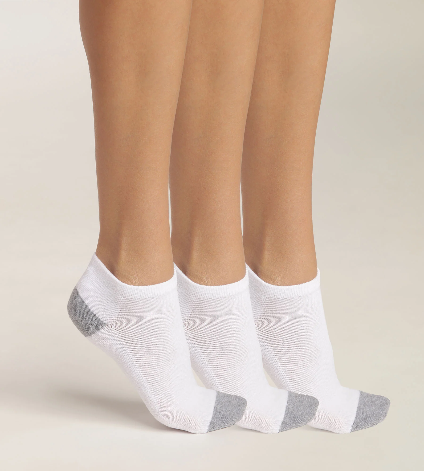 Lot de 3 paires de socquettes femme en coton Blanc Gris EcoDim Sport