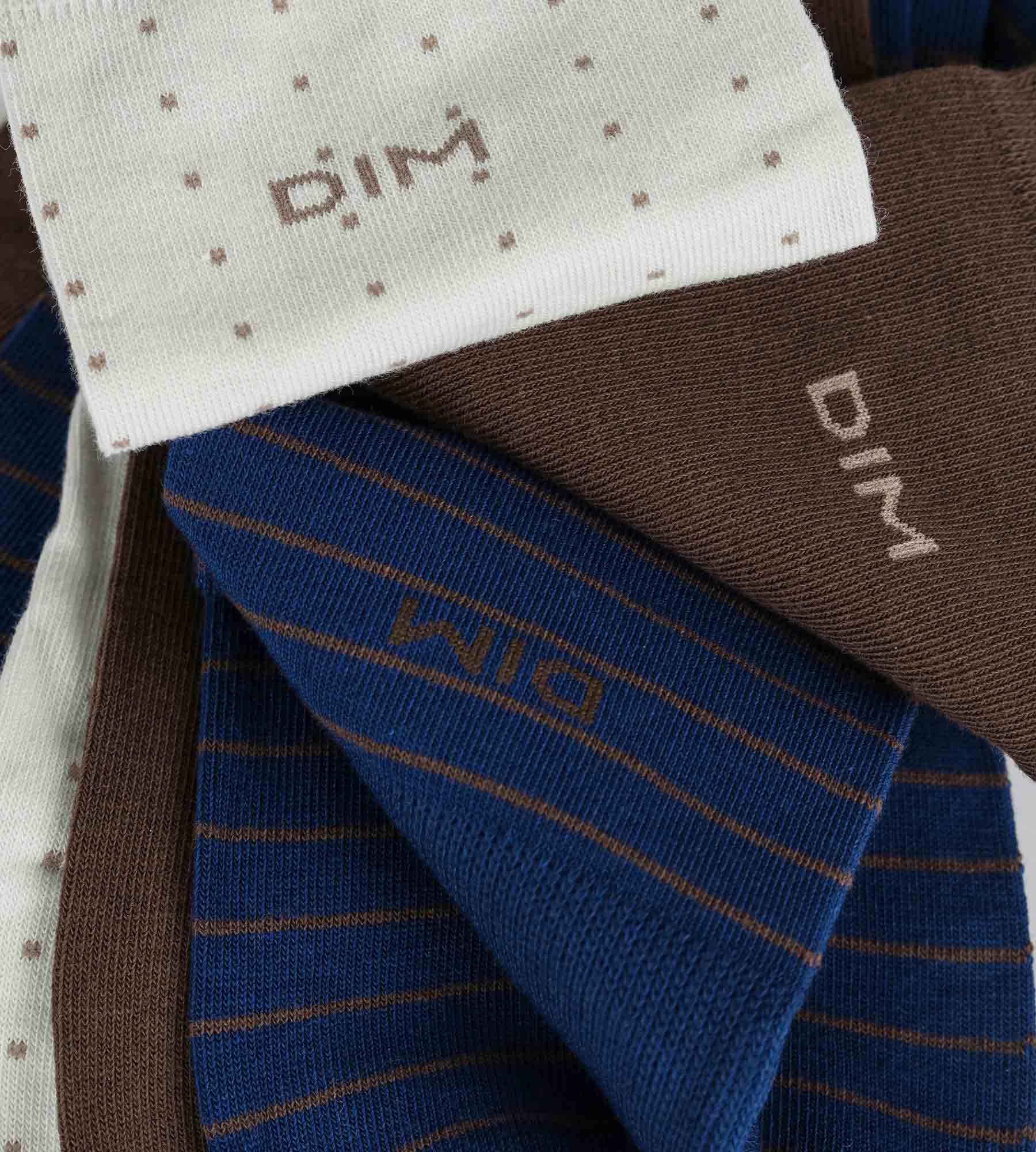 Lot de 3 paires de socquettes homme Bleu Ebene Gris Coton Style - Image 3