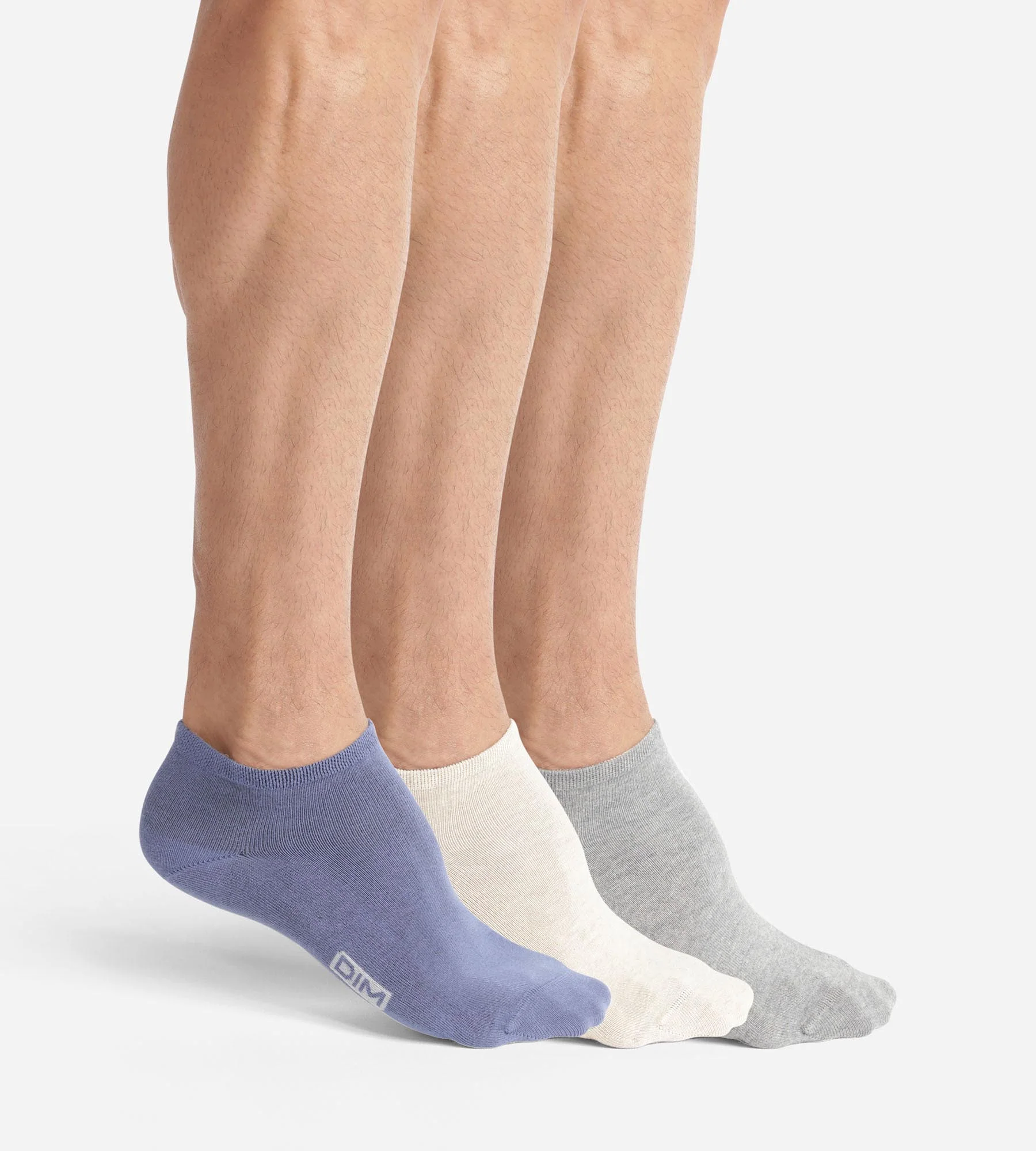 Lot de 3 paires de socquettes homme Bleu Gris Beige Dim Coton