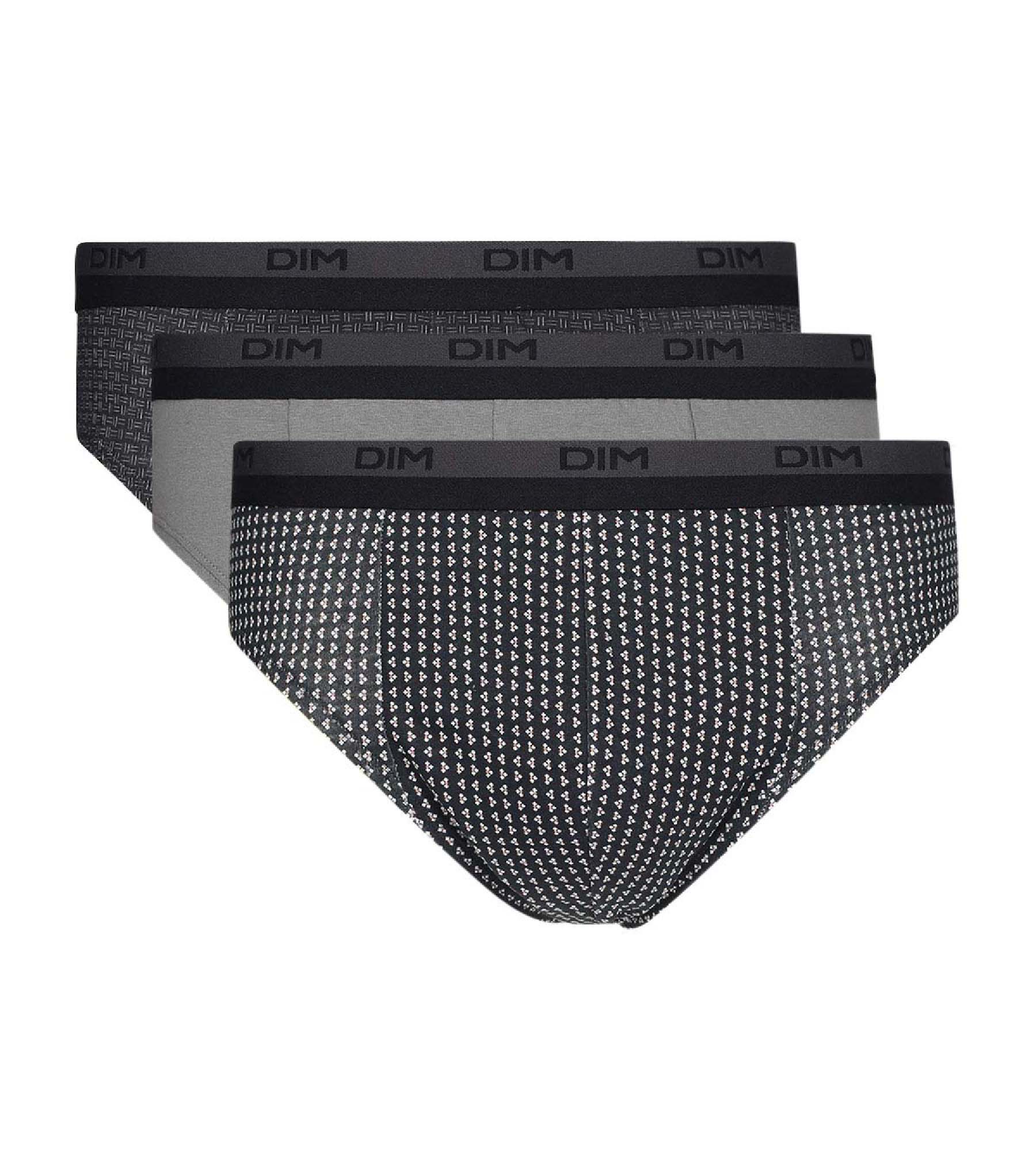 Lot de 3 slip homme en coton avec imprimé cube Gris Dim Coton Print - Image 2