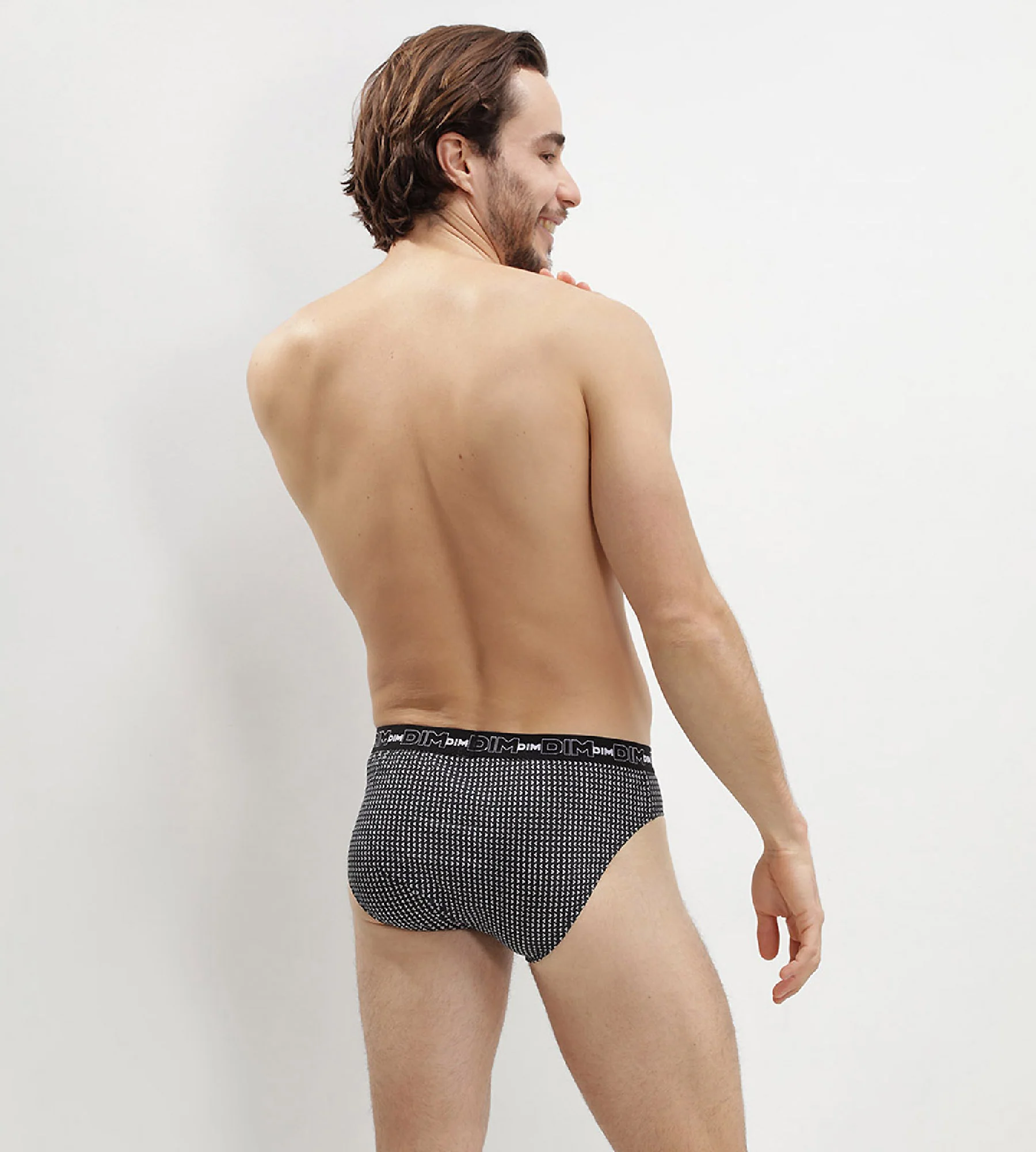 Lot de 3 slip homme en coton avec imprimé cube Gris Dim Coton Print - Image 3