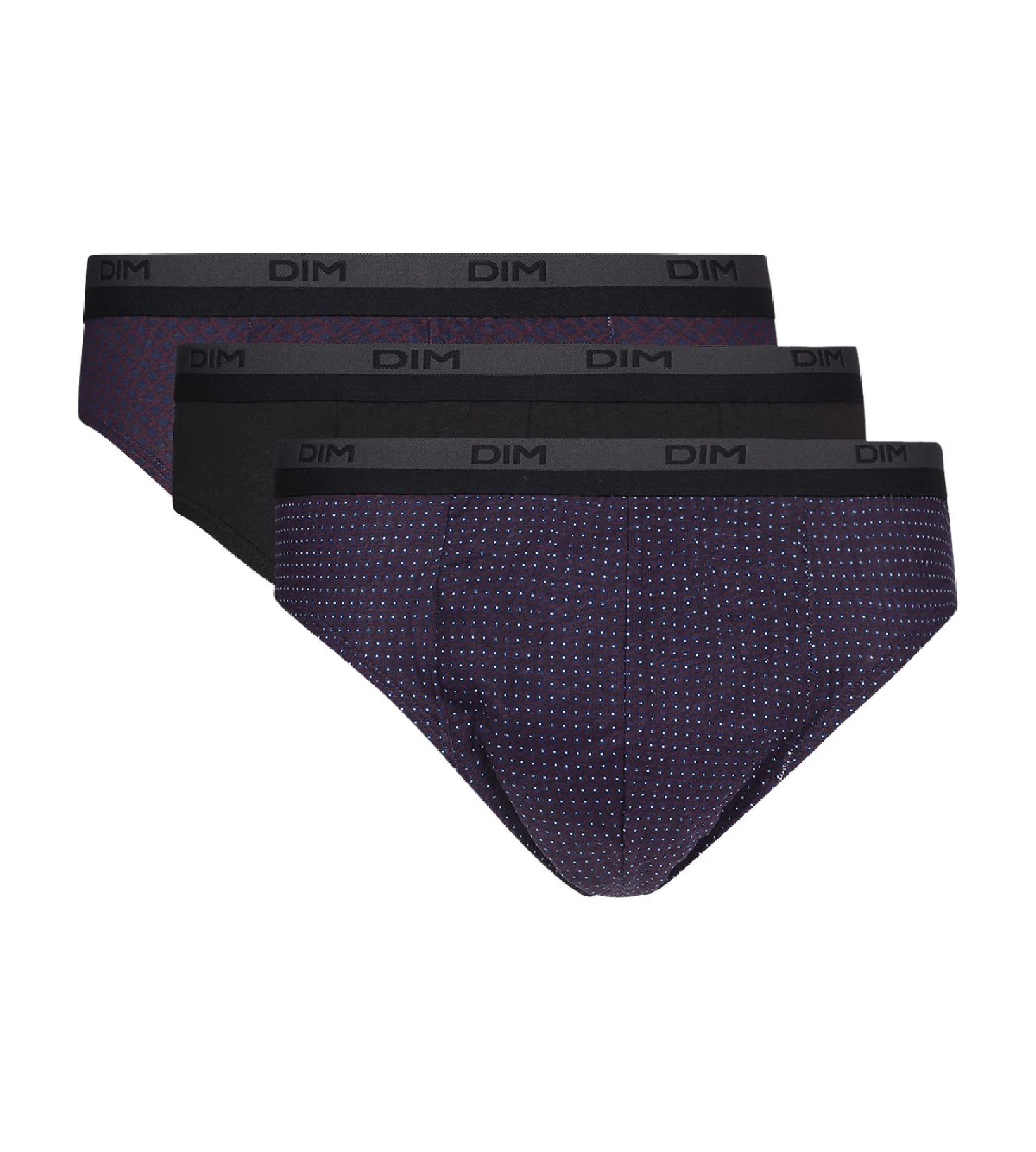 Lot de 3 slip homme en coton avec imprimé pois Noir Dim Coton Print - Image 2