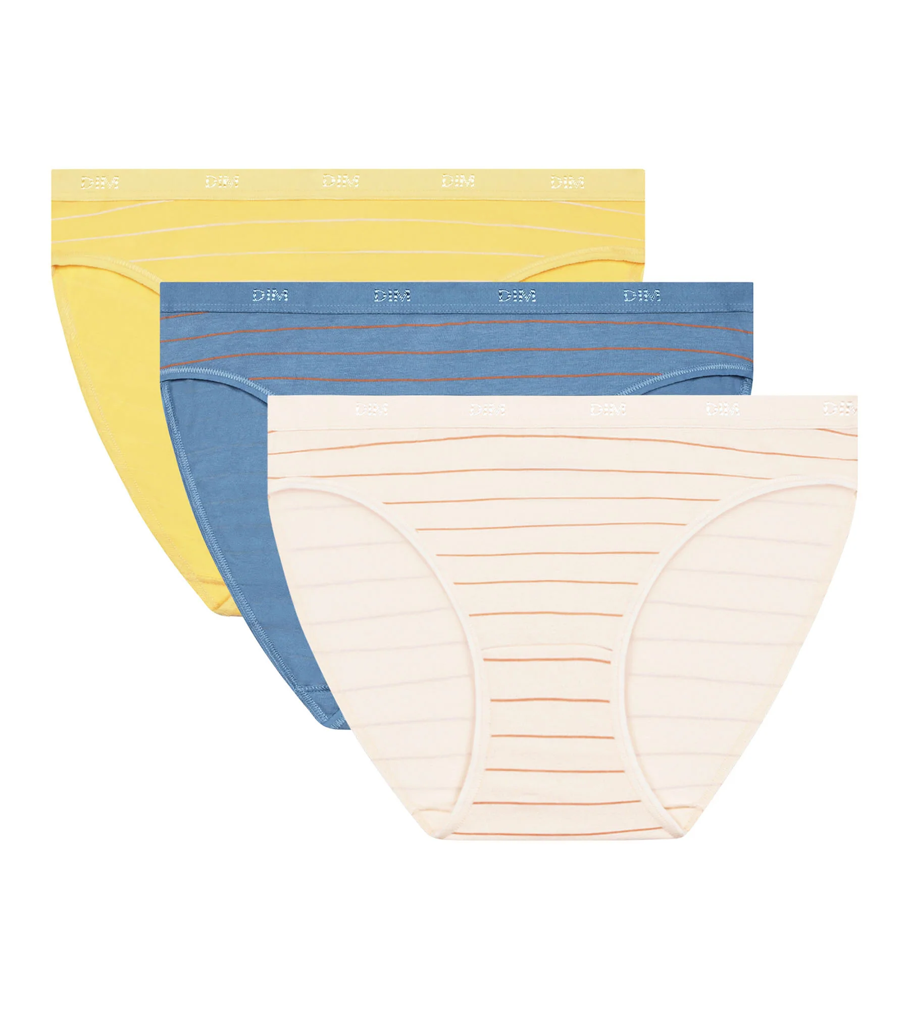 Lot de 3 slips femme en coton stretch à rayures Bleu Jaune Les Pockets - Image 5