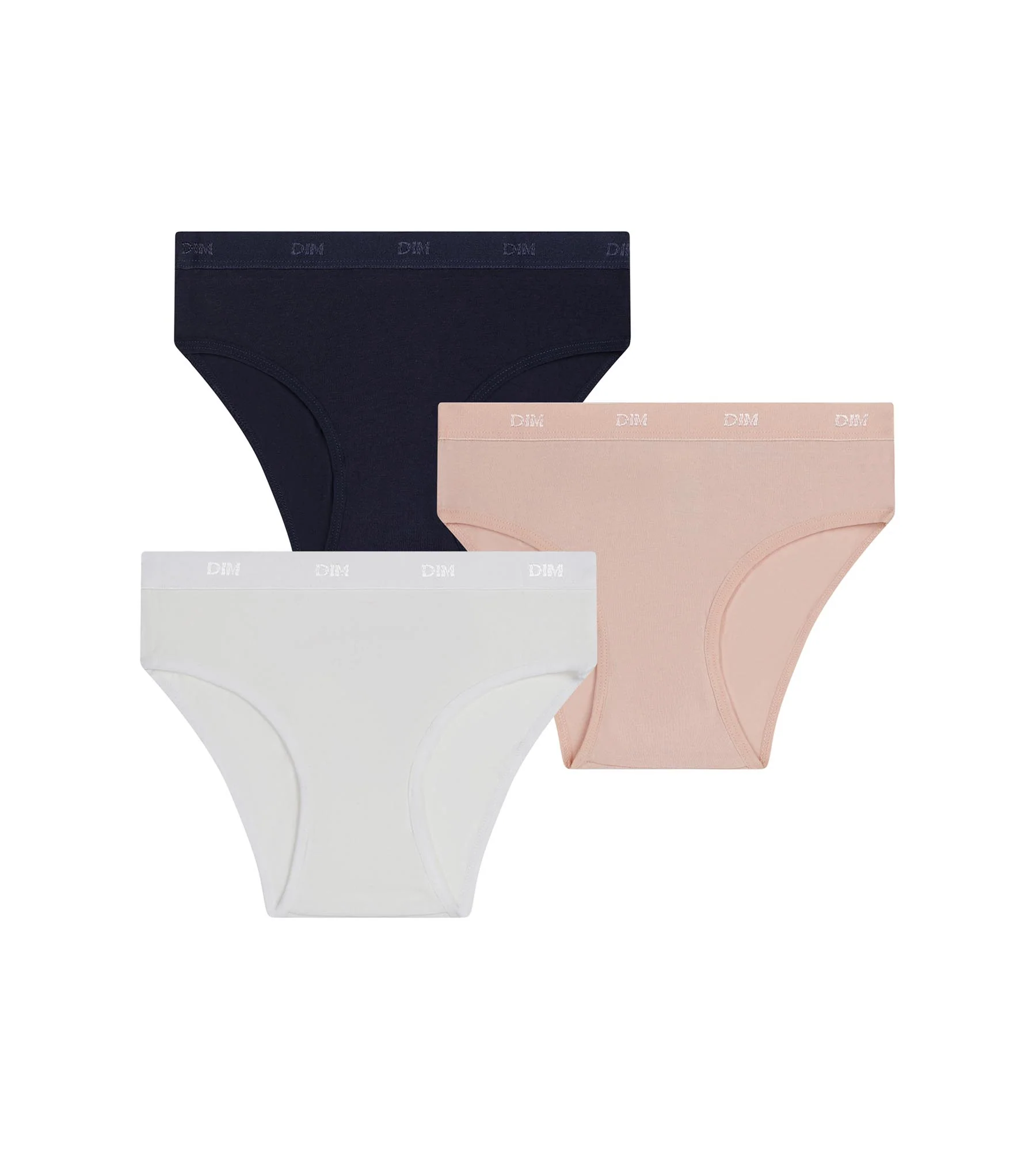 Lot de 3 slips fille en coton stretch Rose Bleu Blanc Les Pockets