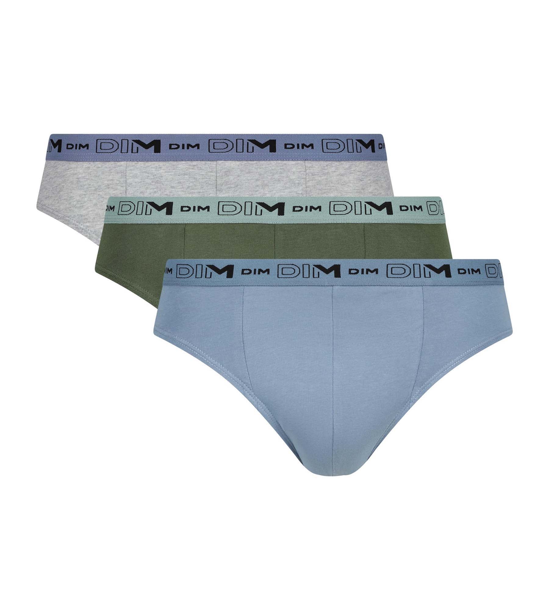 Lot de 3 slips homme Bleu Gris Vert Coton Stretch Bio - Image 3