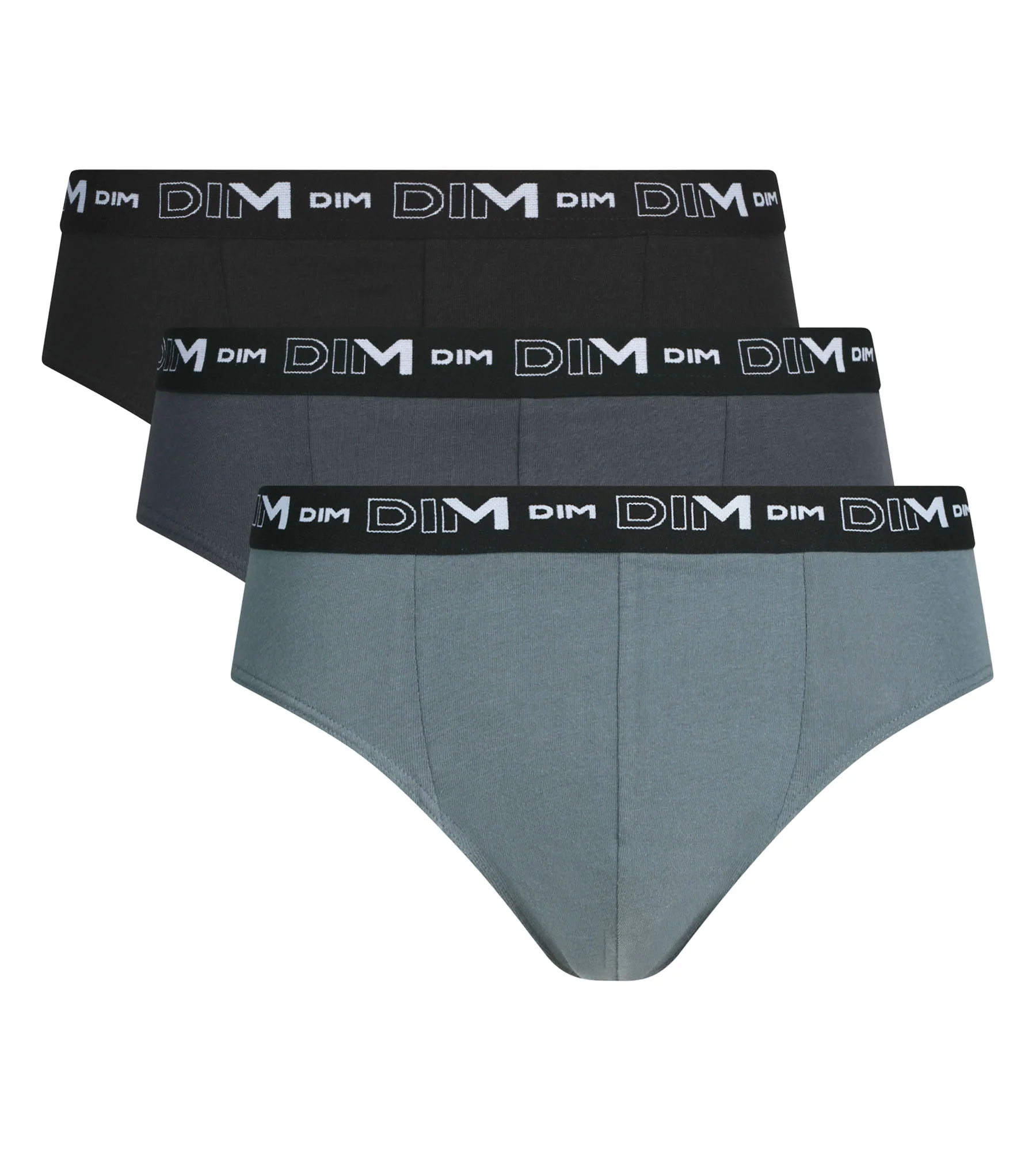 Lot de 3 slips homme Noir Gris Dim Coton Stretch - Image 2