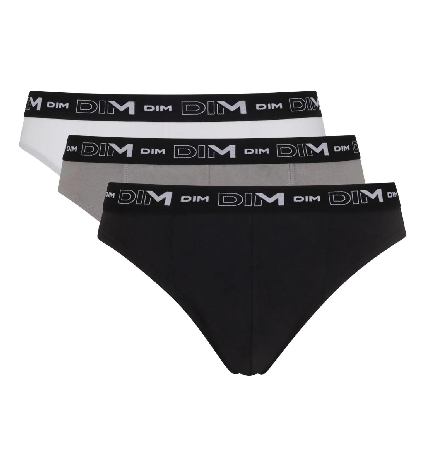 Lot de 3 slips noir, gris et blanc Homme en coton stretch - Image 3